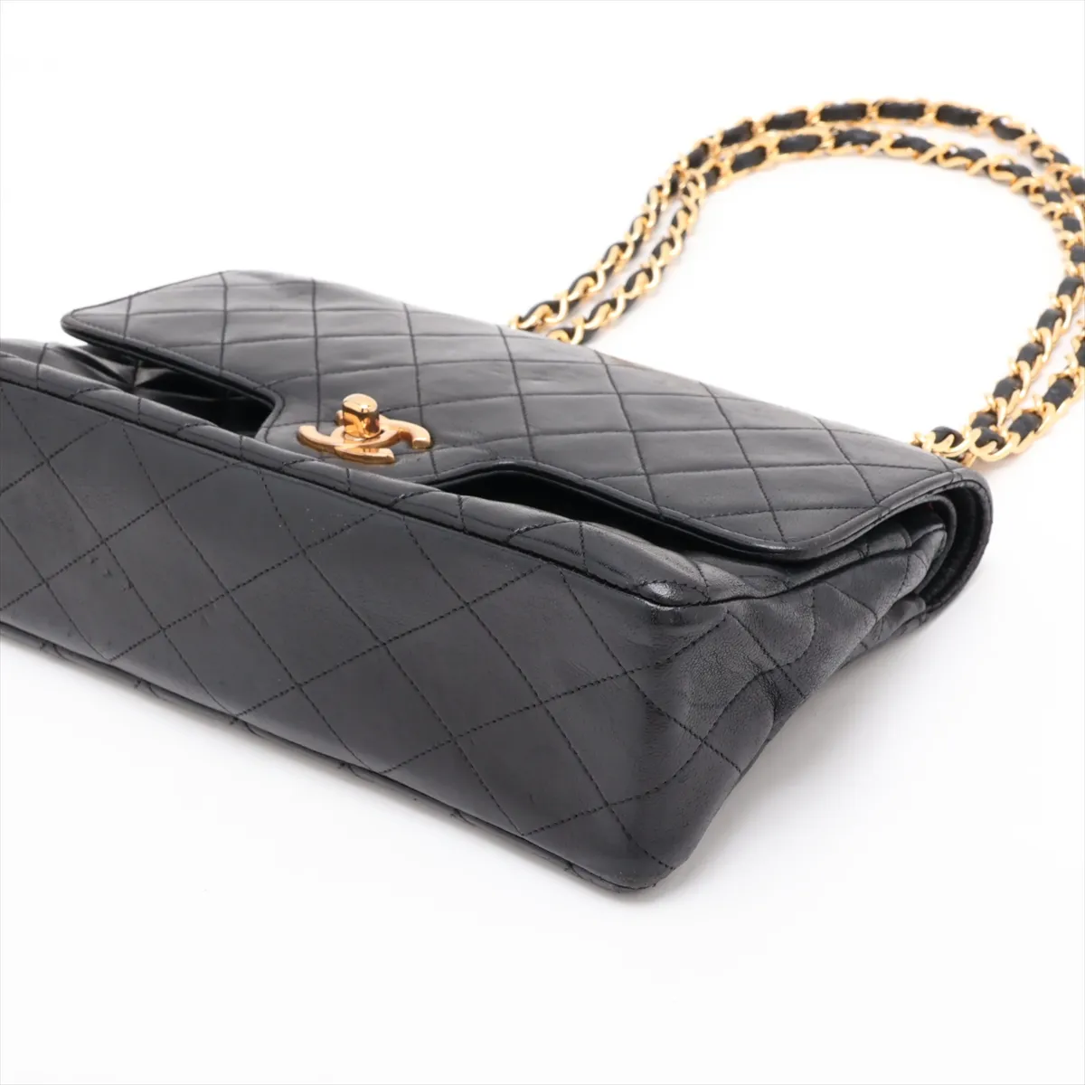 Matelassé Lambskin Double Flap Double Chain Bag, Black with Gold Hardware, Item No. 1246675 (Serial Number 1) — view 3