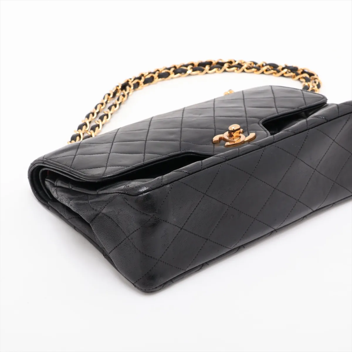 Matelassé Lambskin Double Flap Double Chain Bag, Black with Gold Hardware, Item No. 1246675 (Serial Number 1) — view 4