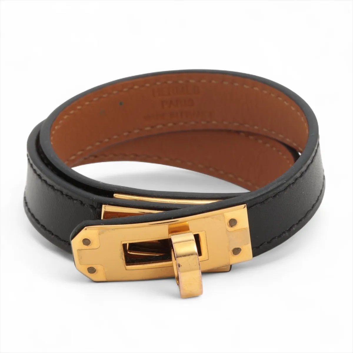 Kelly Double Tour A2017 Bracelet Leather x GP Black x Gold