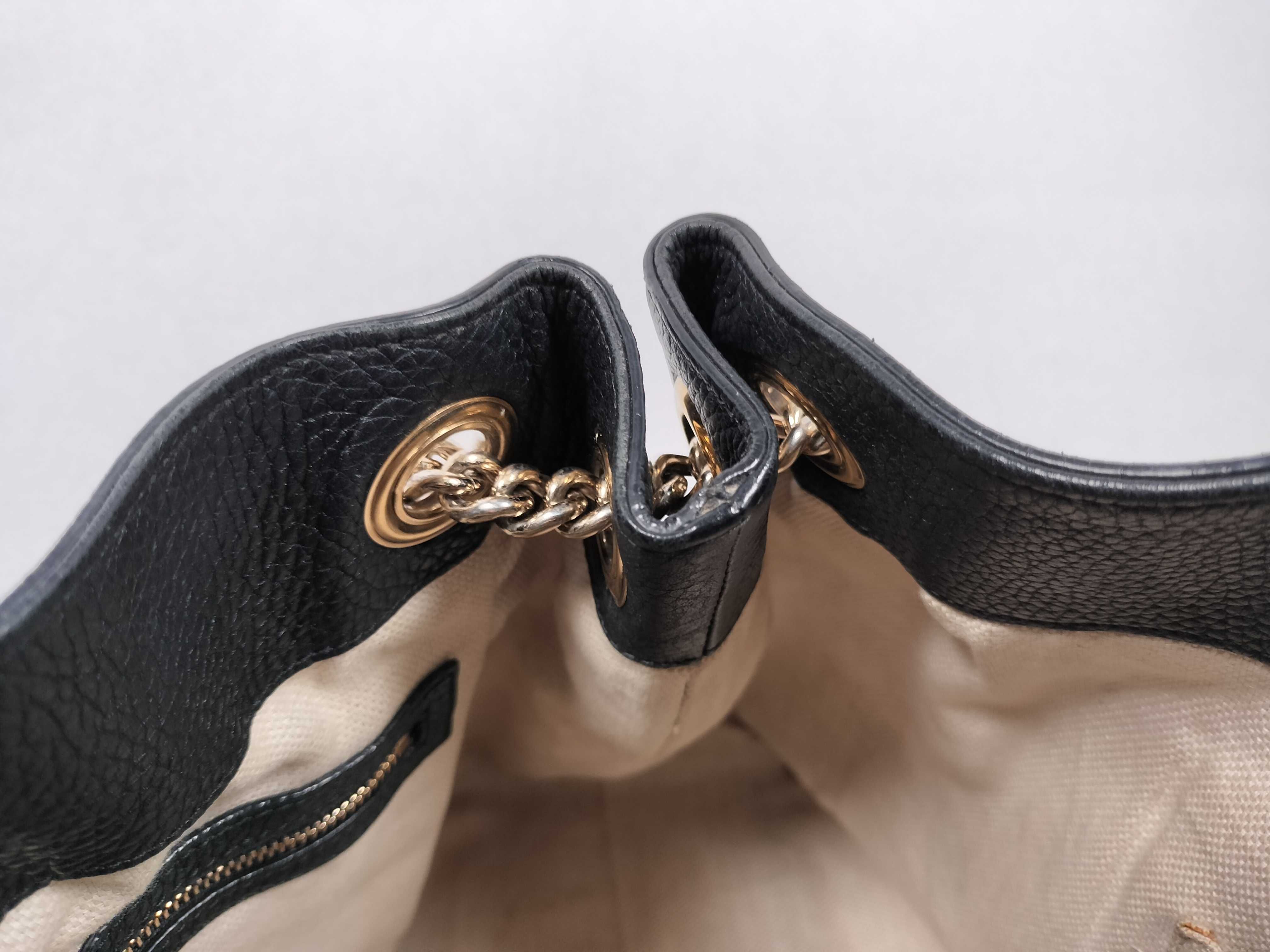 Soho Tote Bag, Chain Tote Bag 536196, Black Leather — view 8