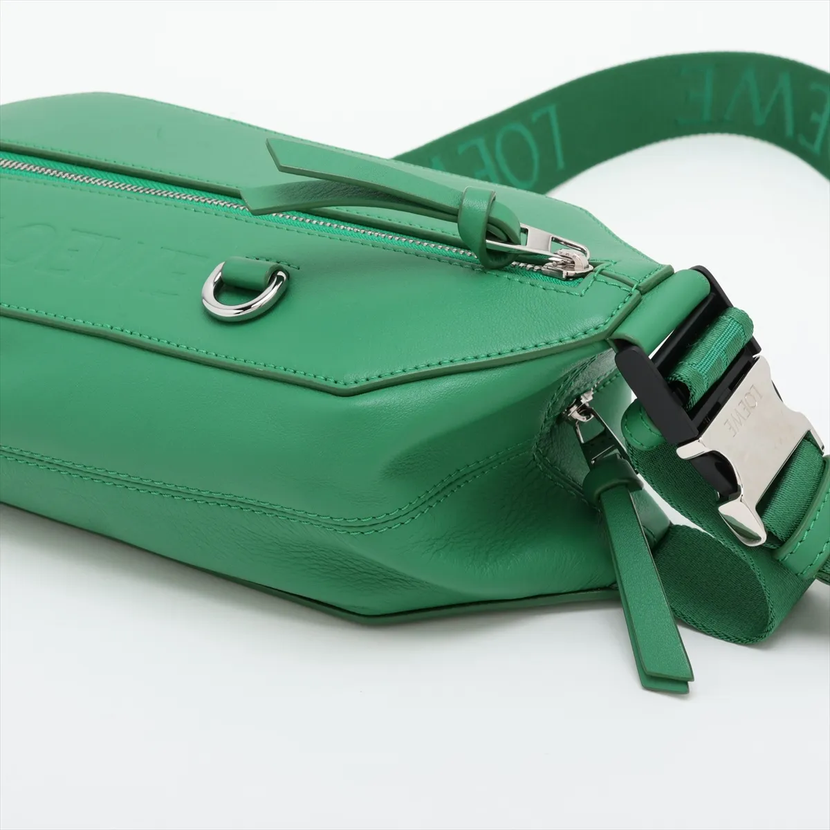 Convertible Sling Leather Waist Pouch, Green — view 3