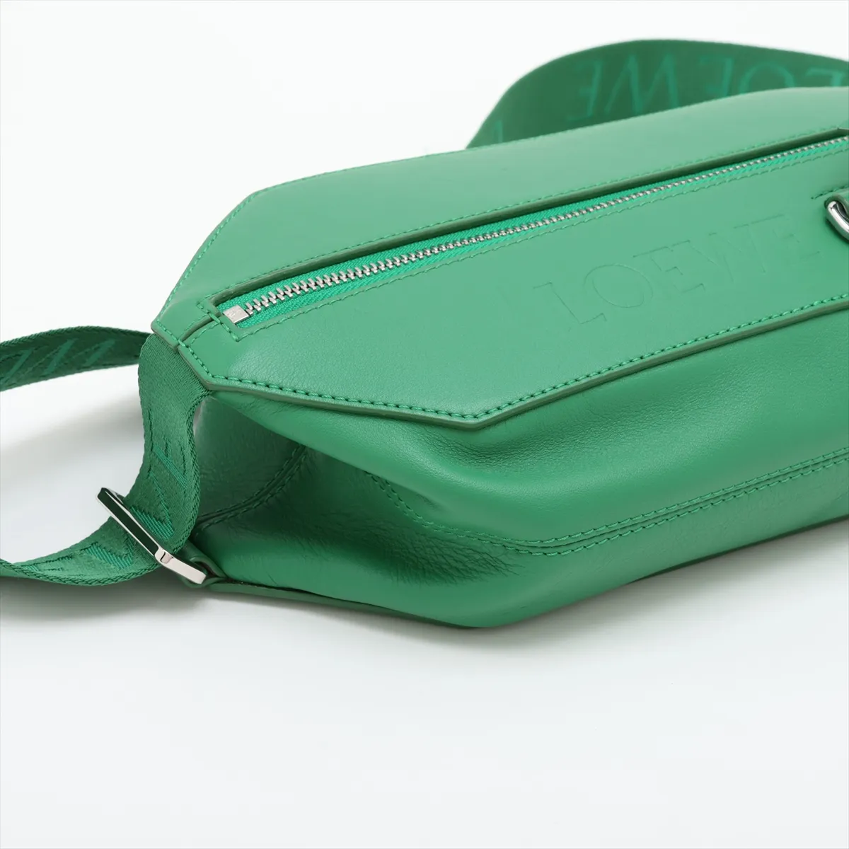 Convertible Sling Leather Waist Pouch, Green — view 4