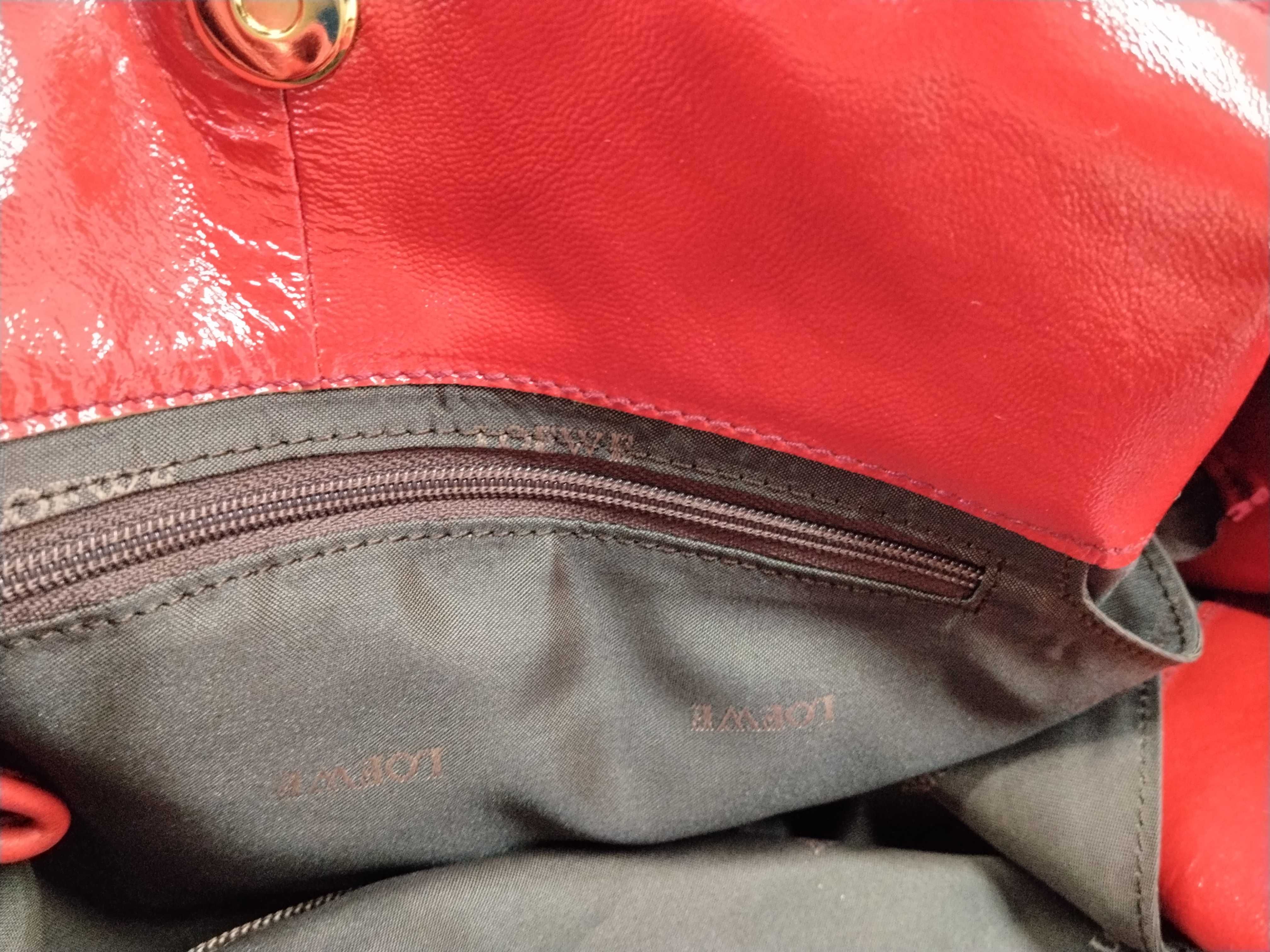 Nappa Aire Enamel Handbag, Red — view 11