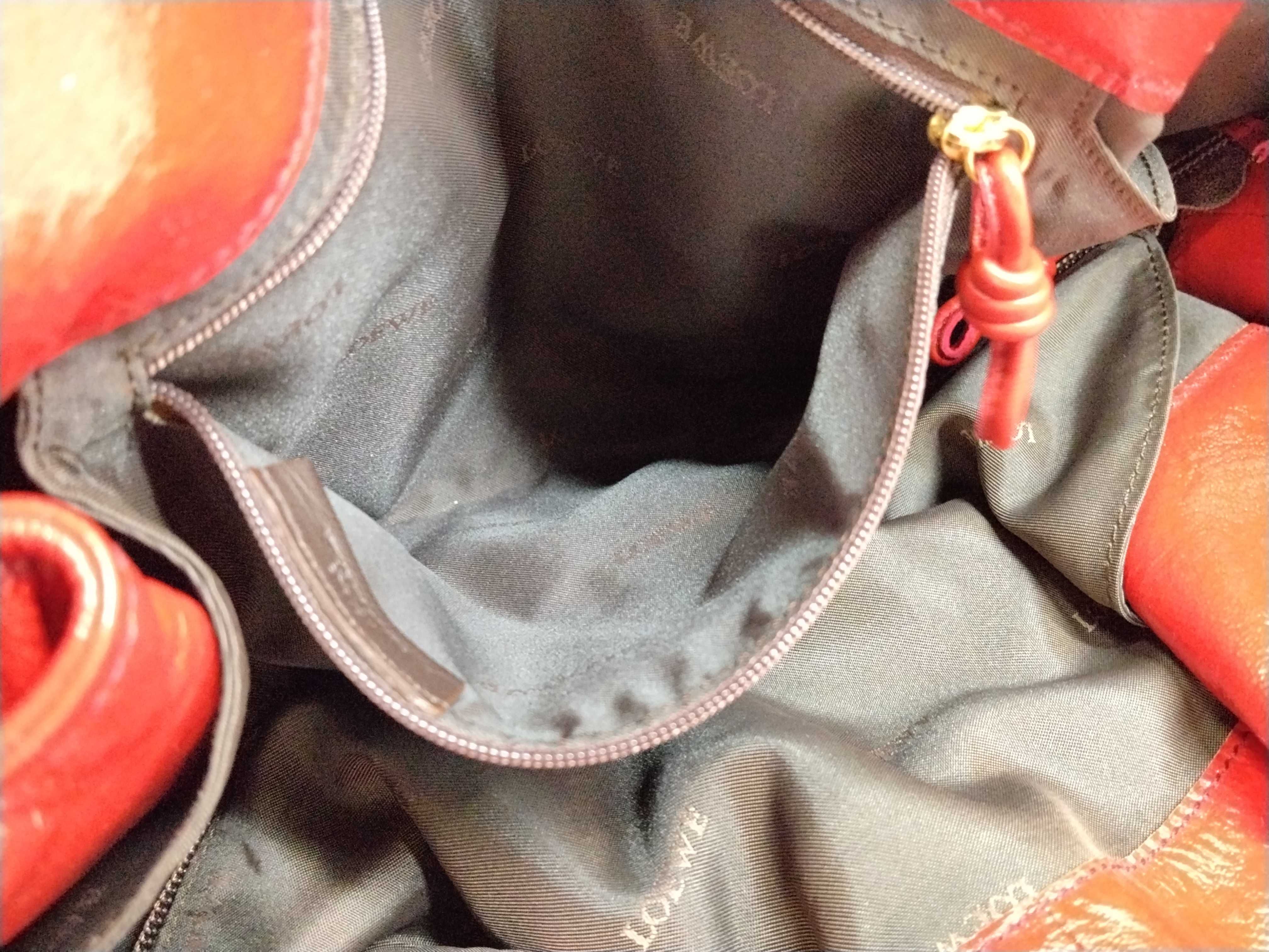 Nappa Aire Enamel Handbag, Red — view 12