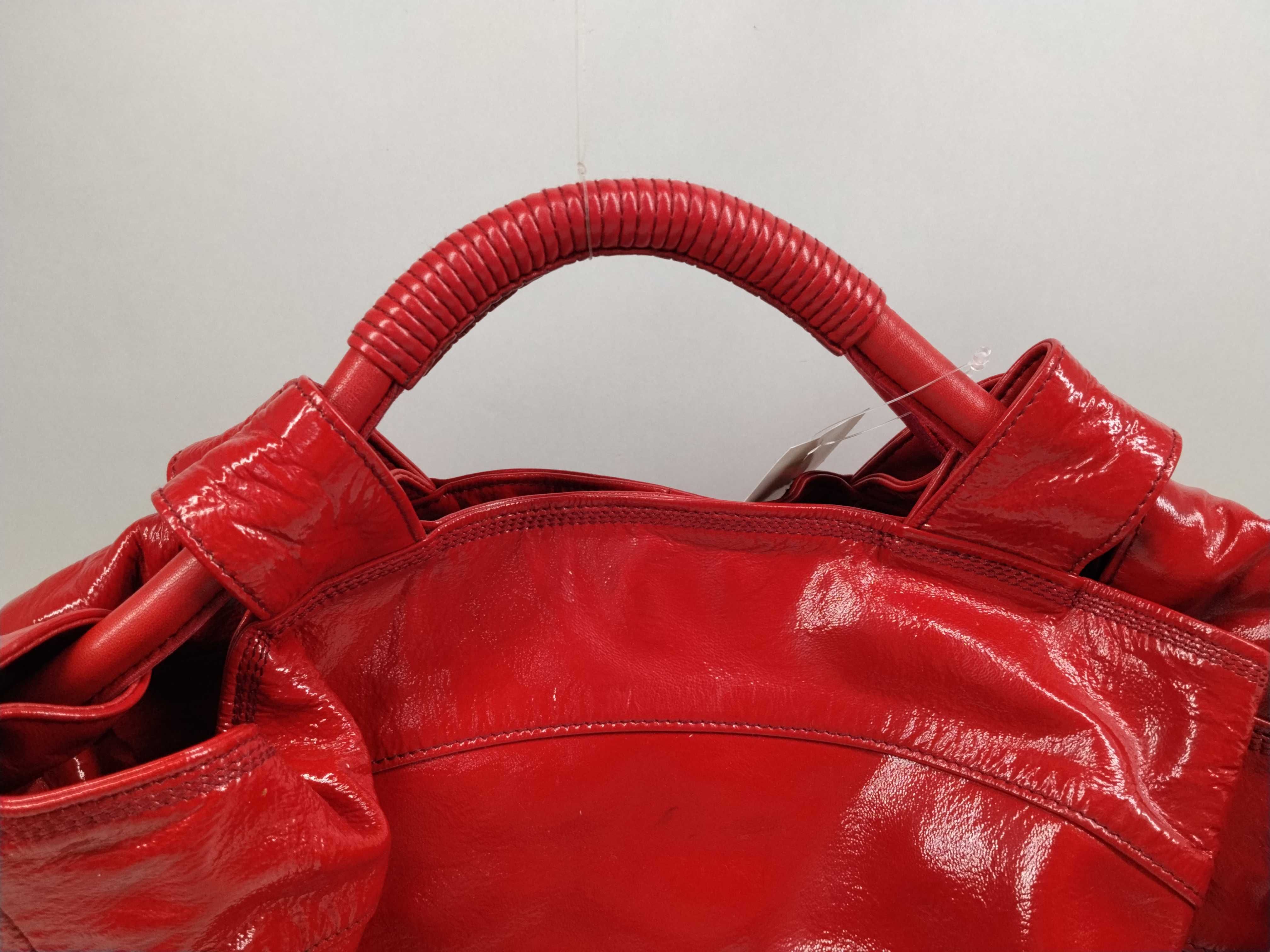 Nappa Aire Enamel Handbag, Red — view 4