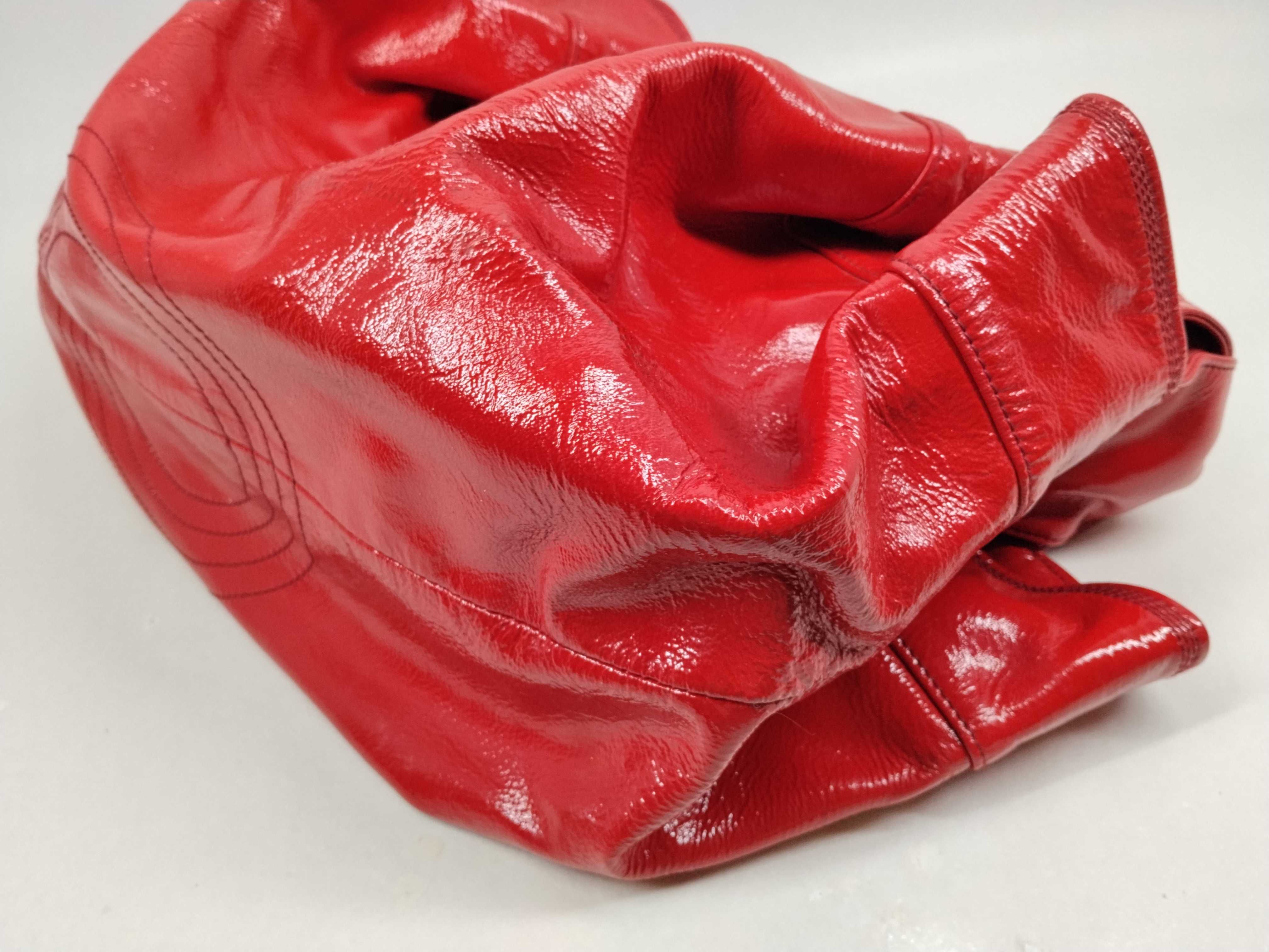 Nappa Aire Enamel Handbag, Red — view 6