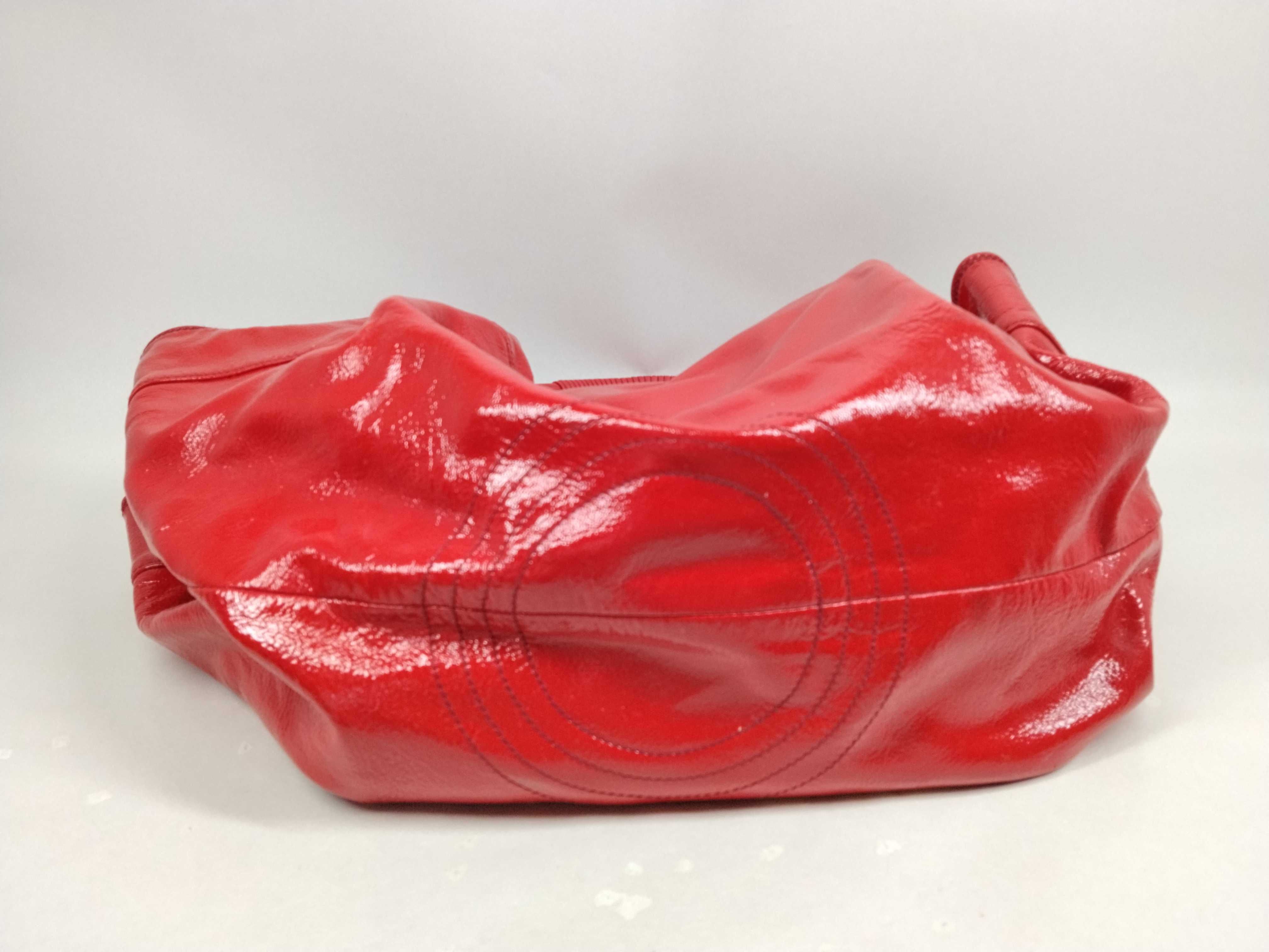 Nappa Aire Enamel Handbag, Red — view 7