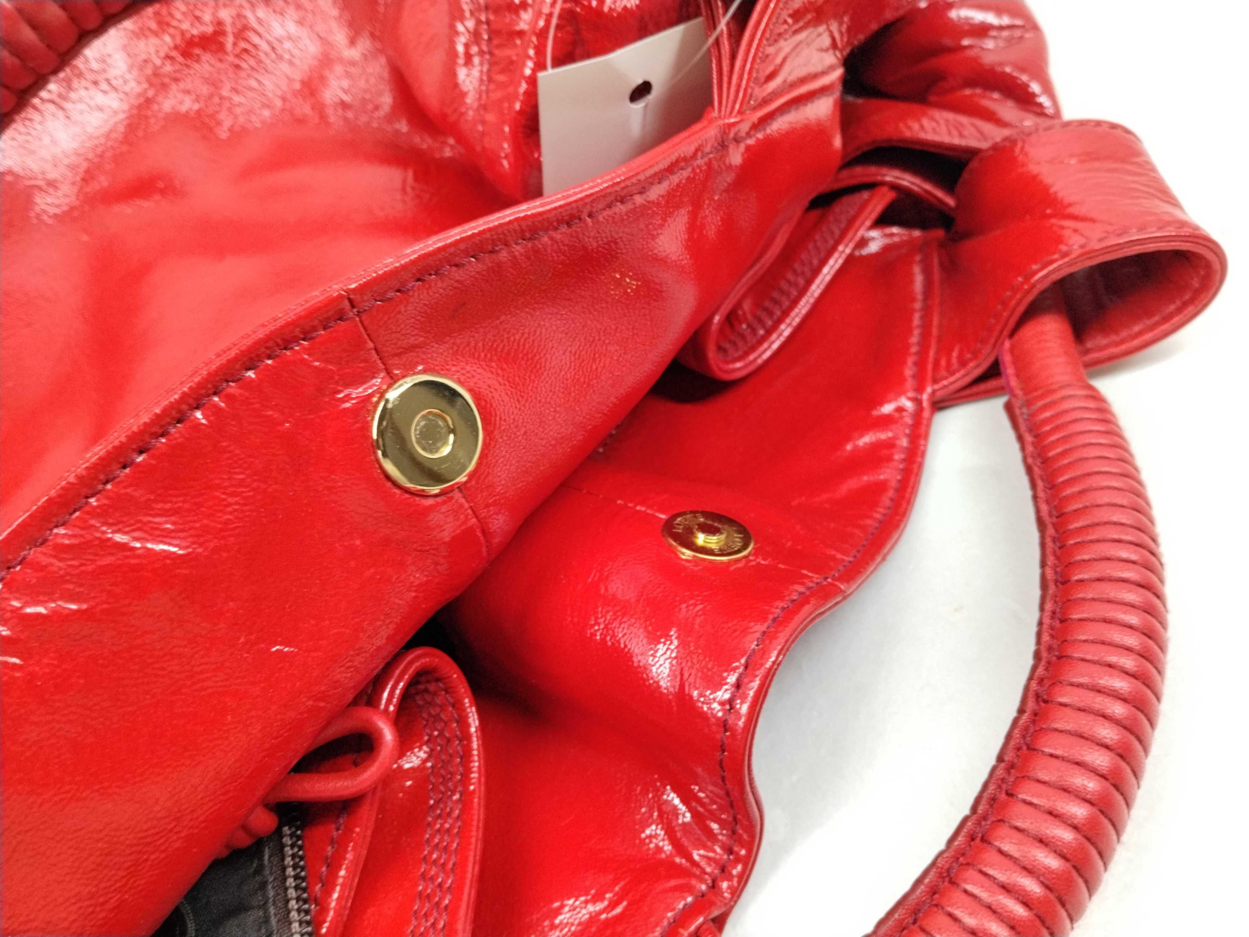 Nappa Aire Enamel Handbag, Red — view 8