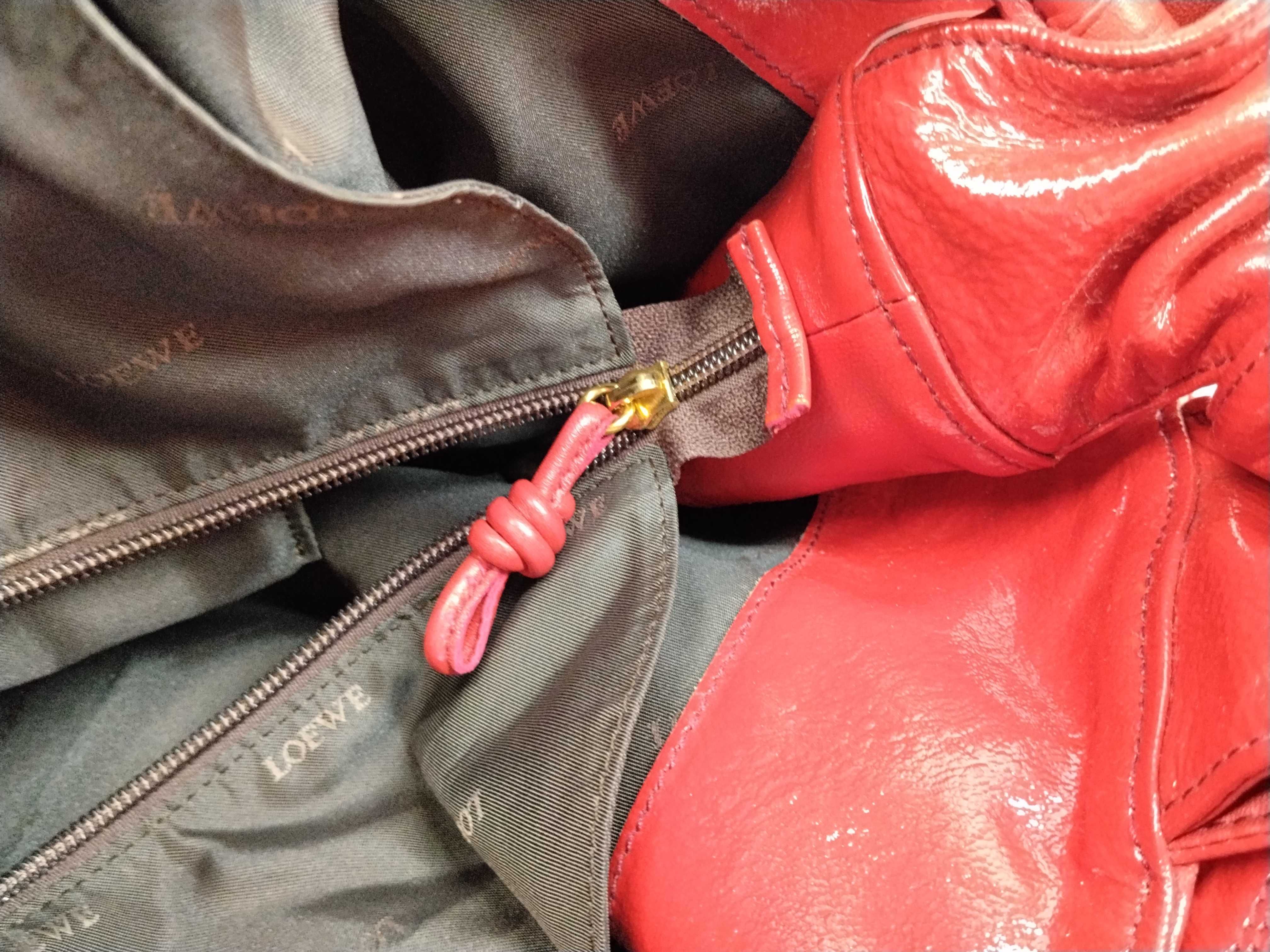 Nappa Aire Enamel Handbag, Red — view 10