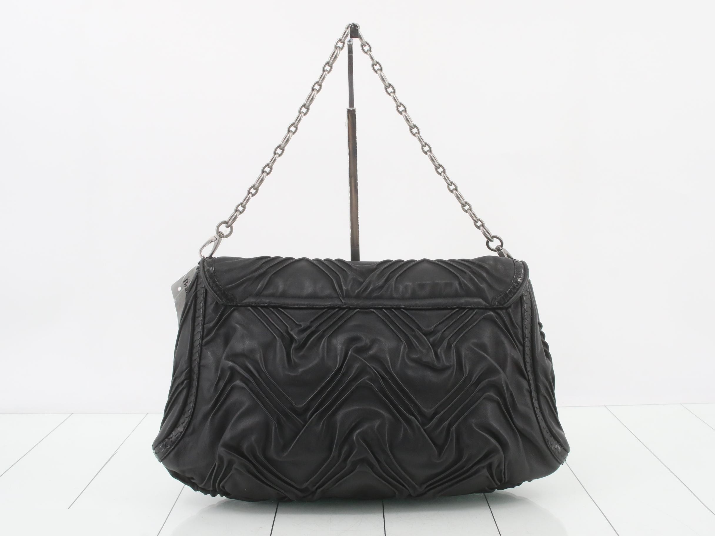 Chandra Chain Shoulder Bag, Black Leather — view 2