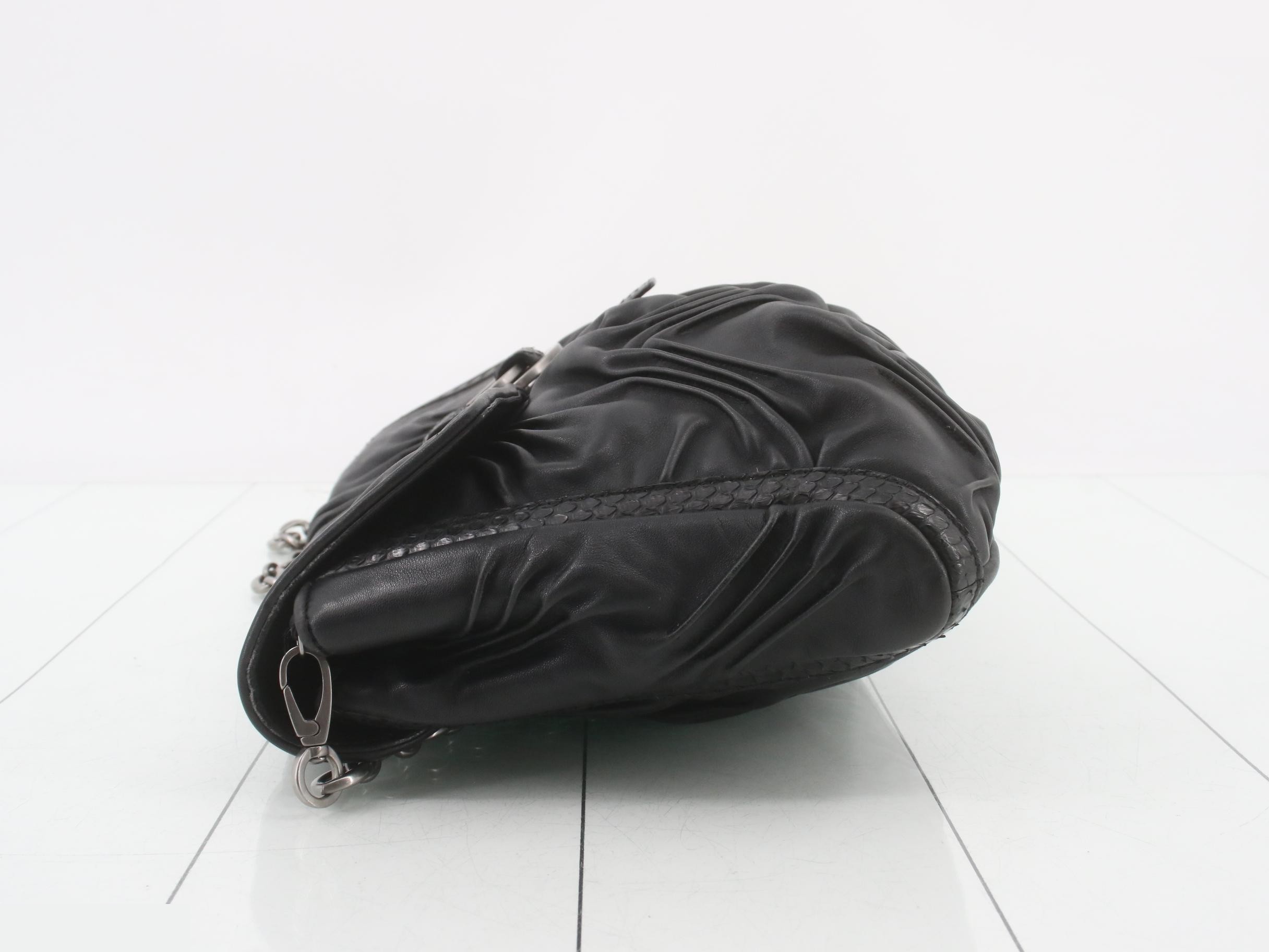 Chandra Chain Shoulder Bag, Black Leather — view 4