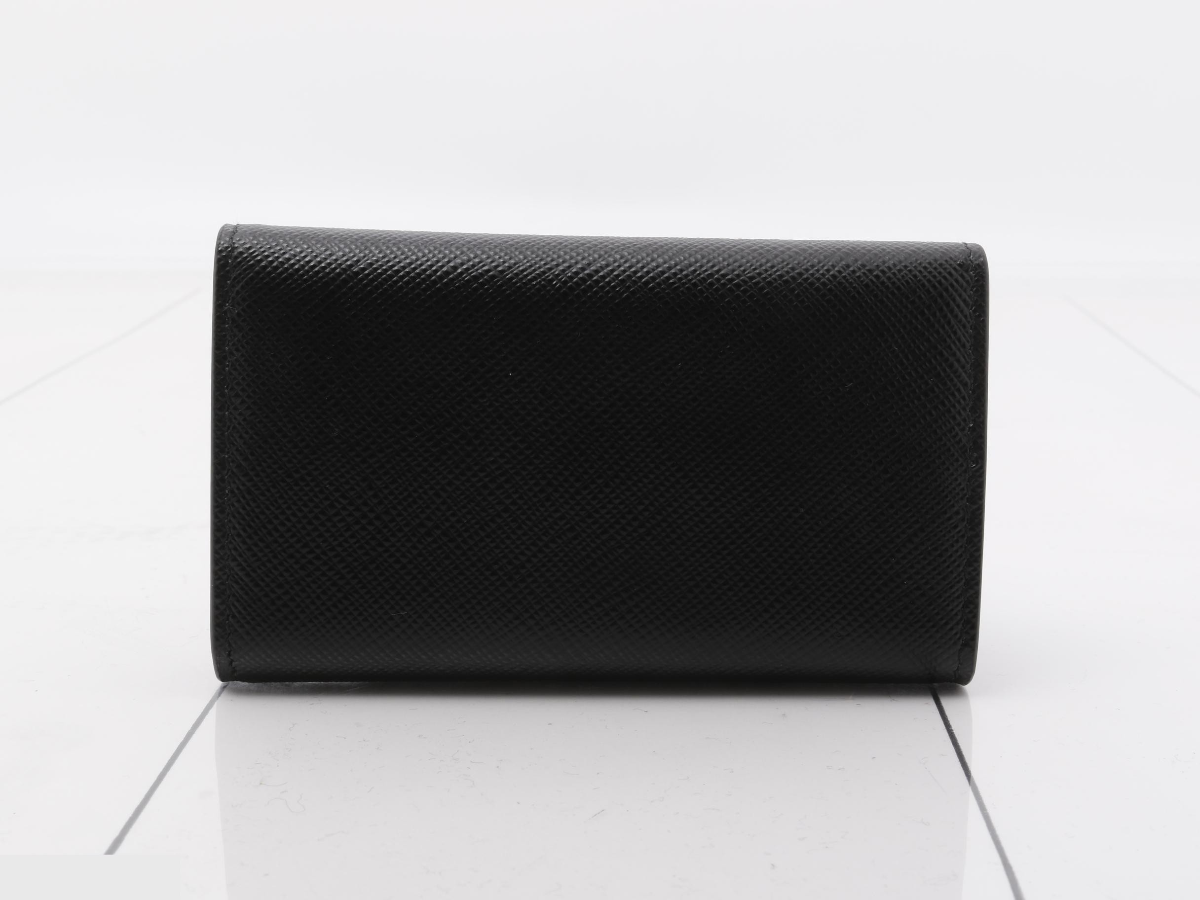 Key Case, 6 Hooks, Black, Saffiano Leather — view 2