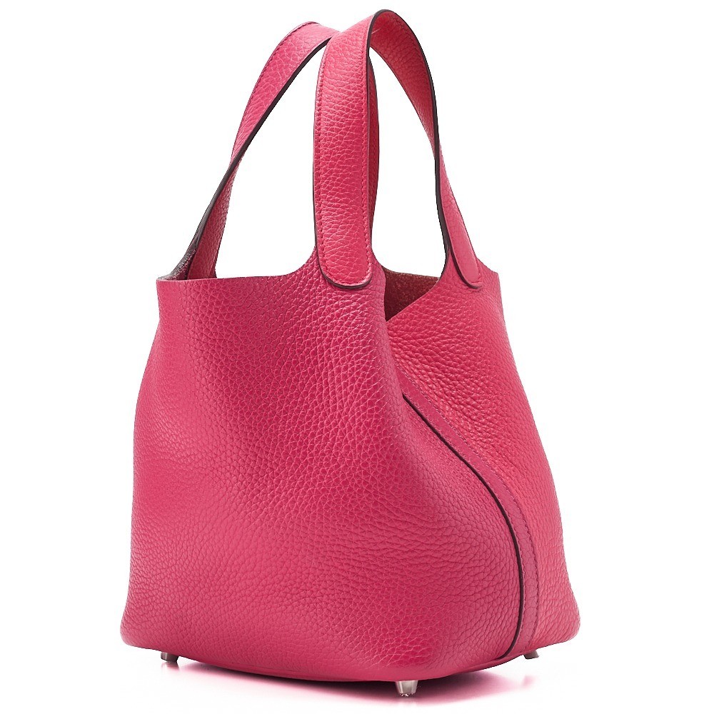 Picotin Lock PM, Taurillon Clemence leather, Rose Extreme, Silver hardware — view 2