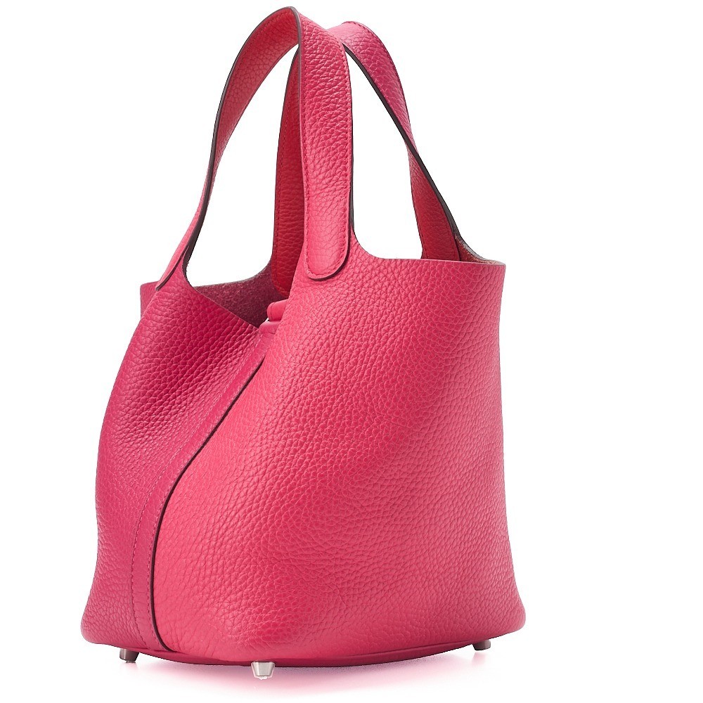 Picotin Lock PM, Taurillon Clemence leather, Rose Extreme, Silver hardware — view 3