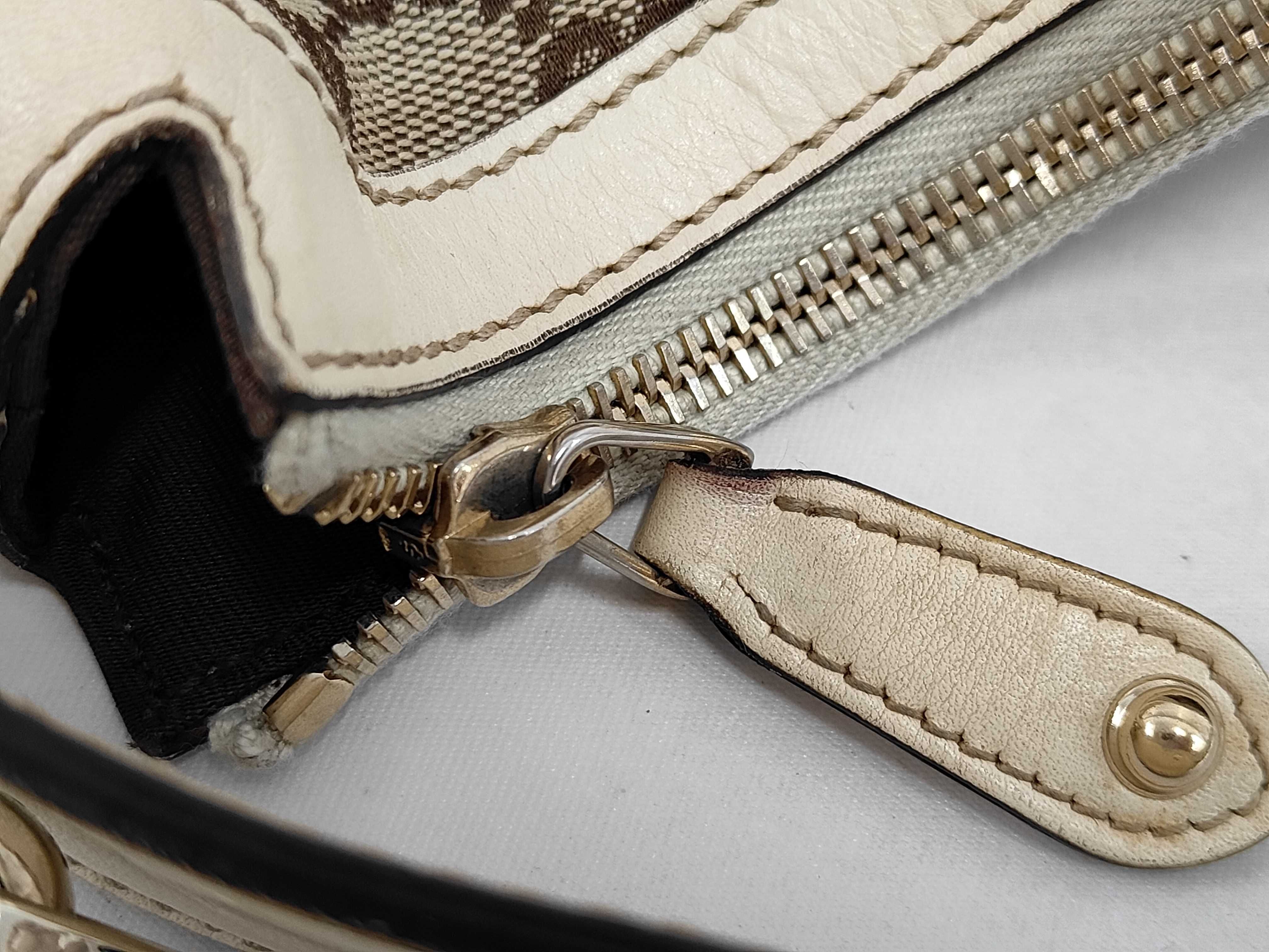 White Canvas GG Monogram Studded Pea Shoulder Bag (Handbag) — view 7