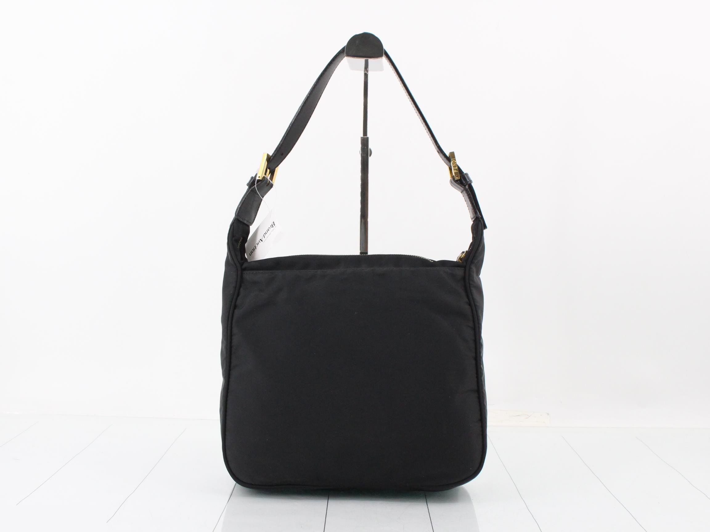 Shoulder bag, nylon/leather, black — view 2