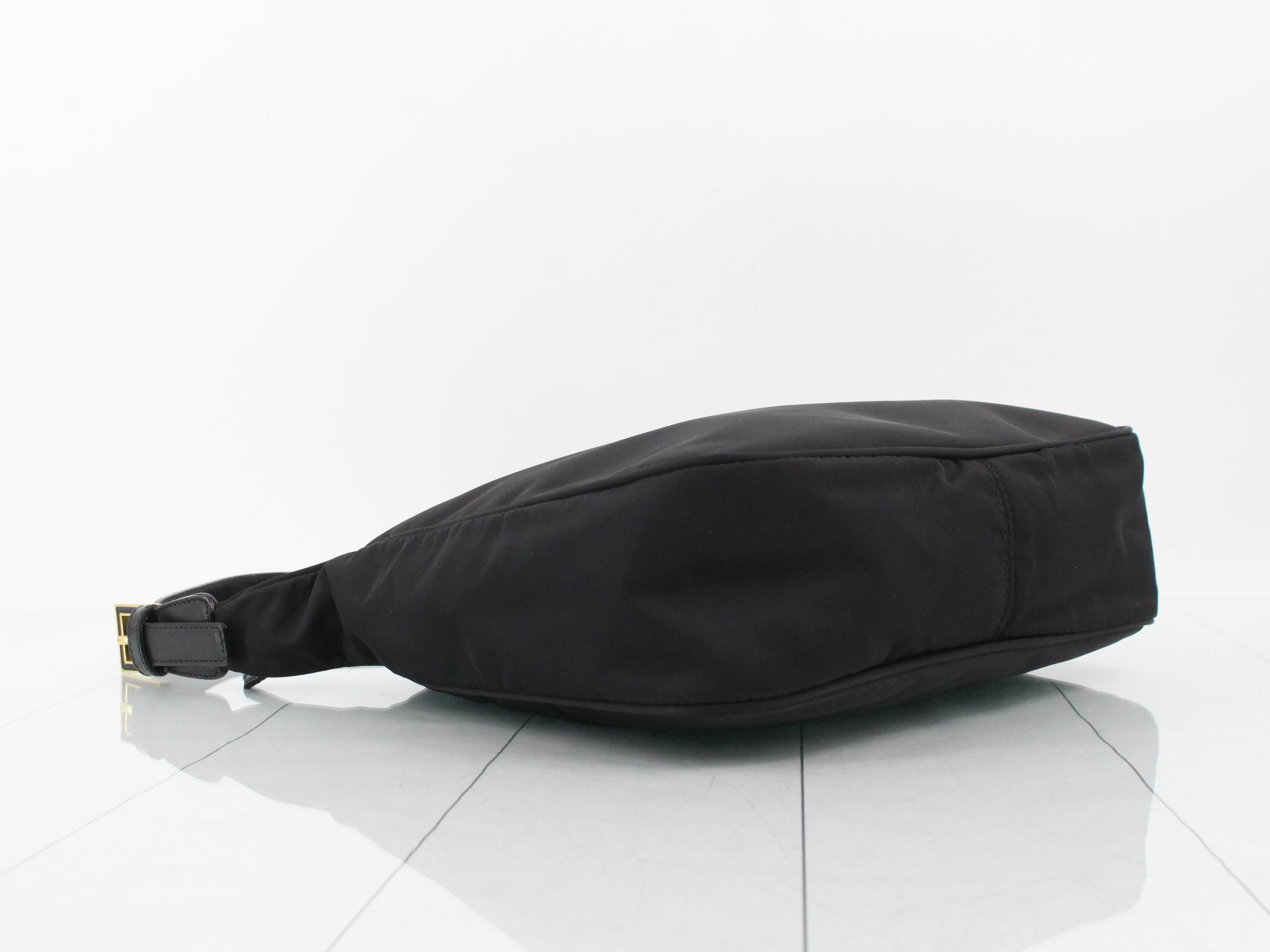 Shoulder bag, nylon/leather, black — view 5