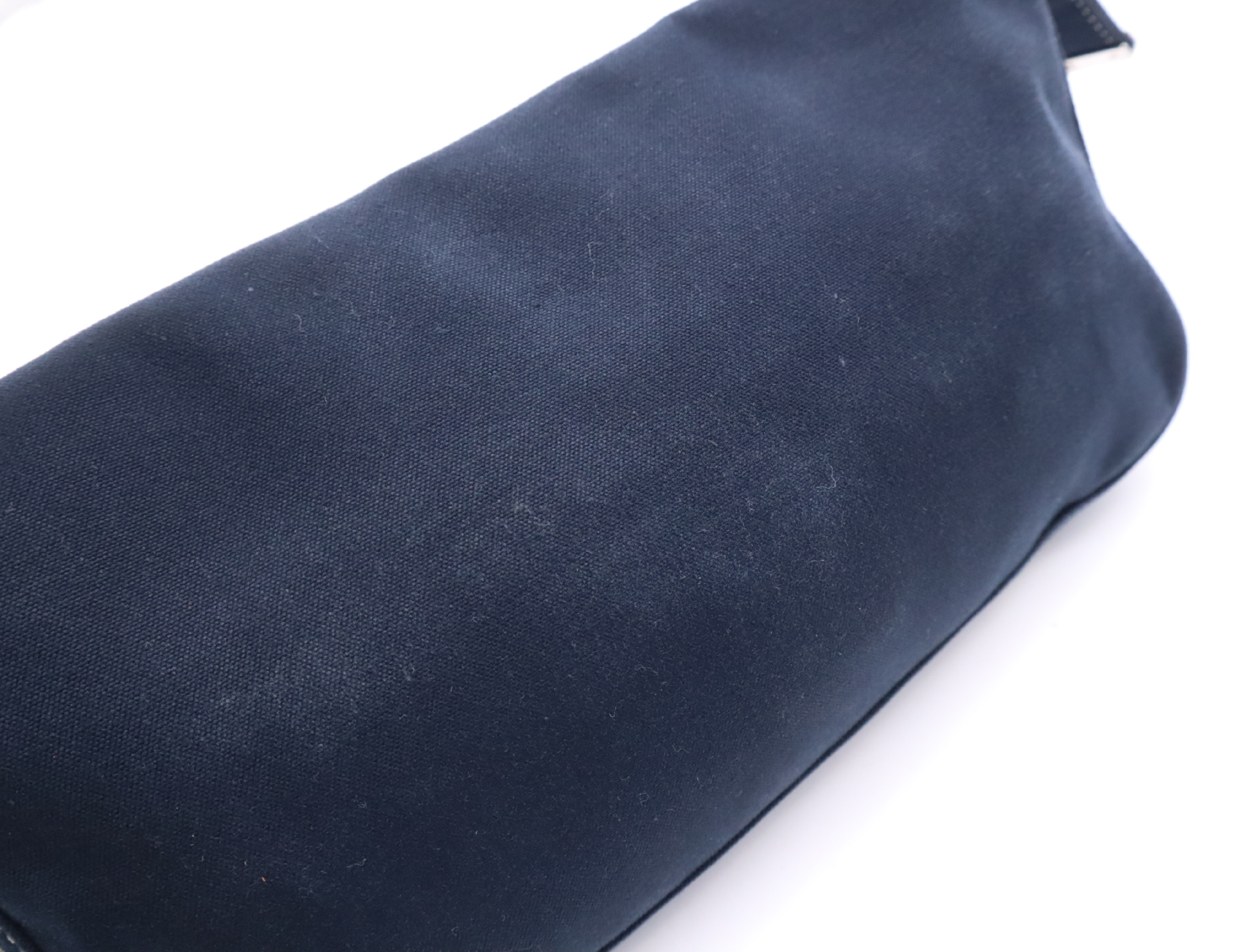 26424 Canvas Mamma Baguette Semi-Shoulder Bag with Zucca Logo, Navy Shoulder Bag — view 12