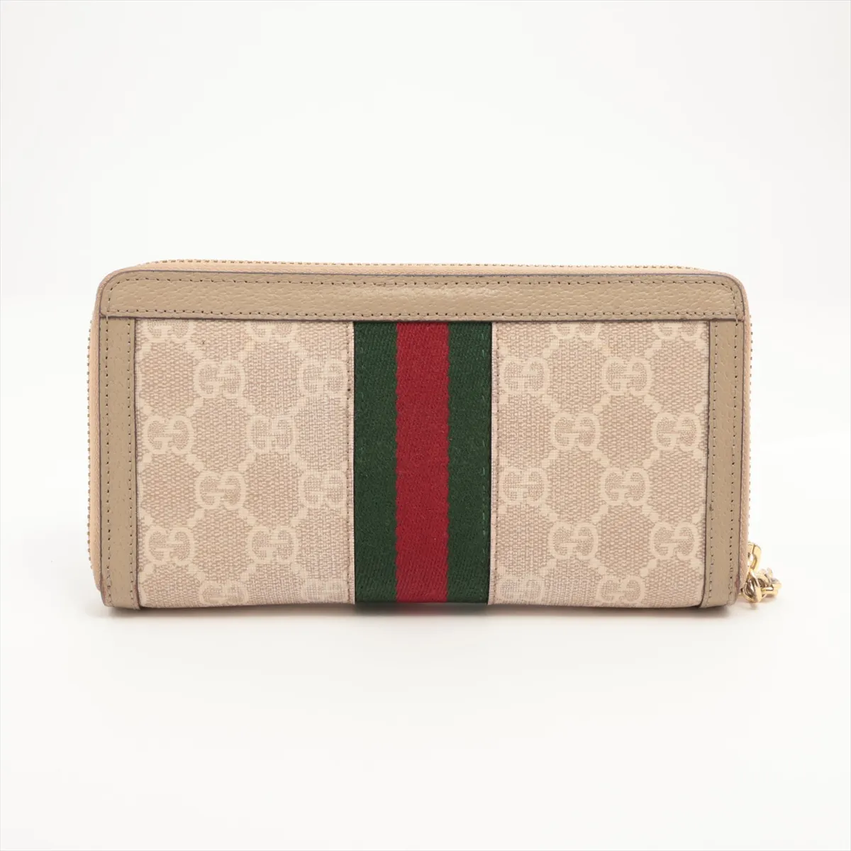 GG Supreme 523154 PVC x Leather Round Zip Wallet, Ivory — view 2