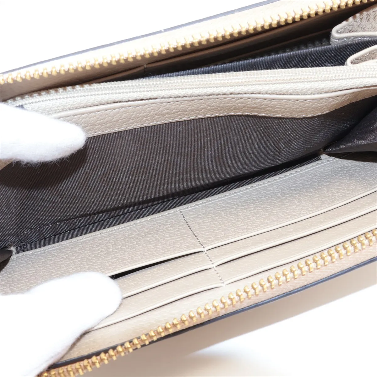 GG Supreme 523154 PVC x Leather Round Zip Wallet, Ivory — view 6