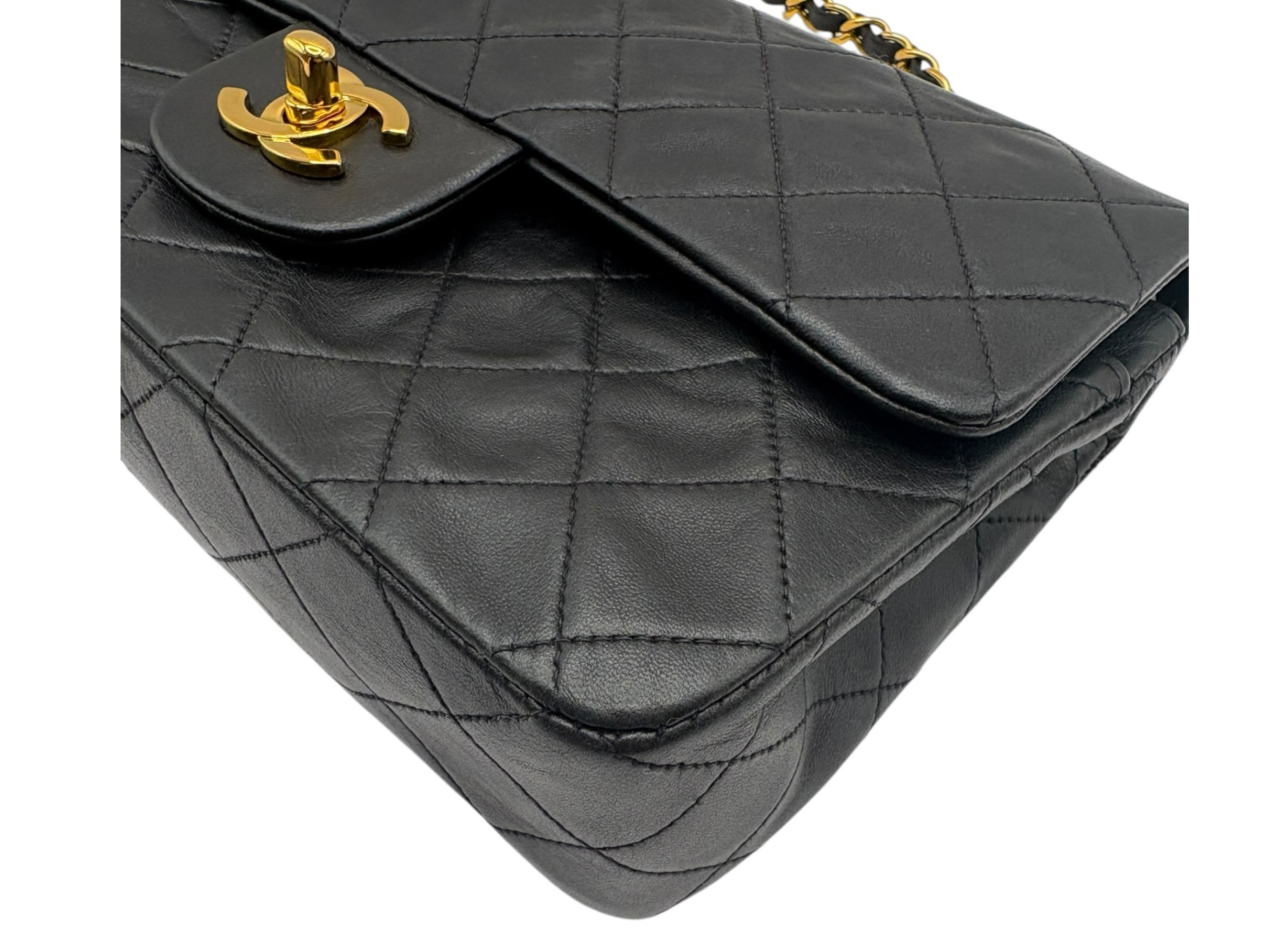 Matelassé 23 Lambskin Double Flap Double Chain Bag, Black with Gold Hardware, 2966727 (Serial Number 2, A01113), Shoulder Bag — view 4