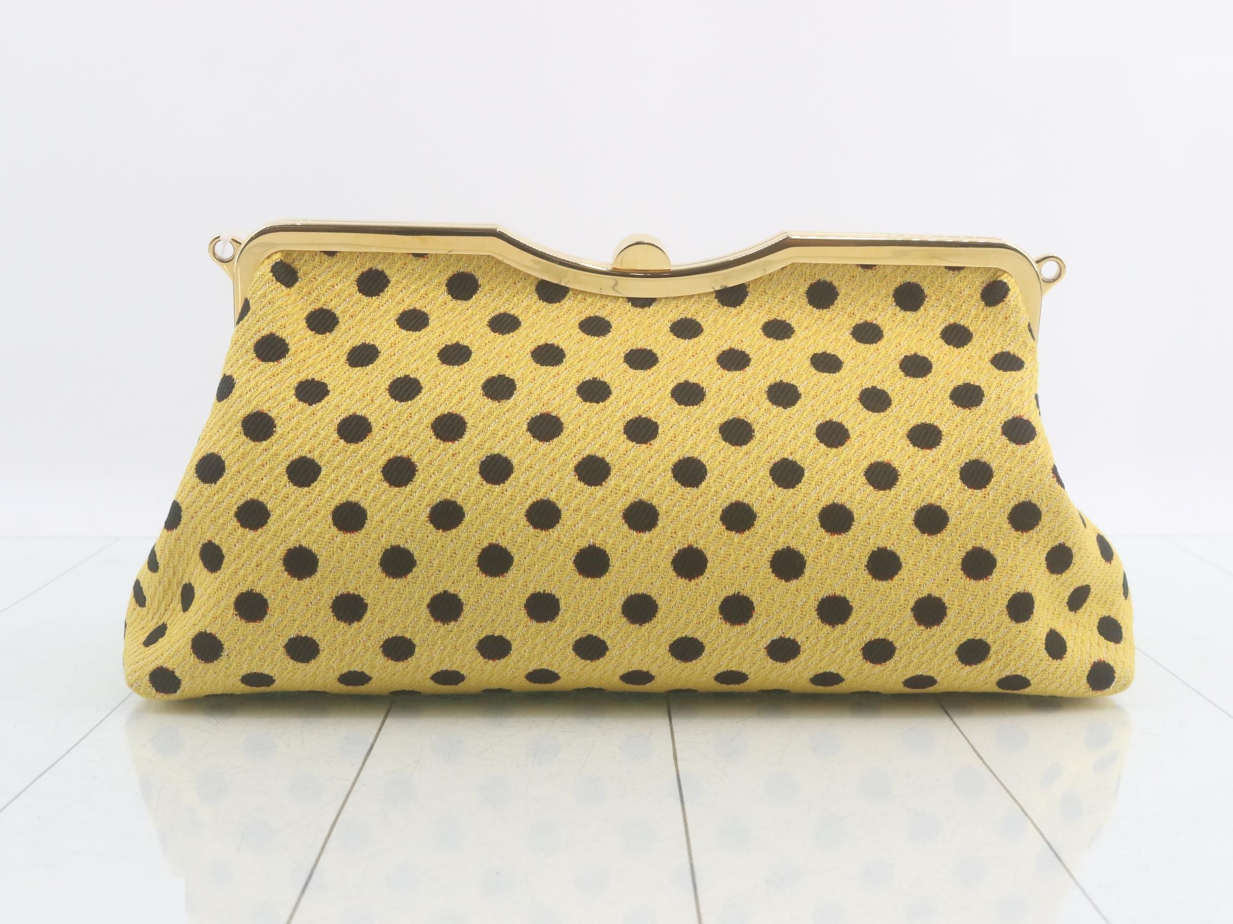 Shoulder bag, polka dot pattern, yellow, cotton