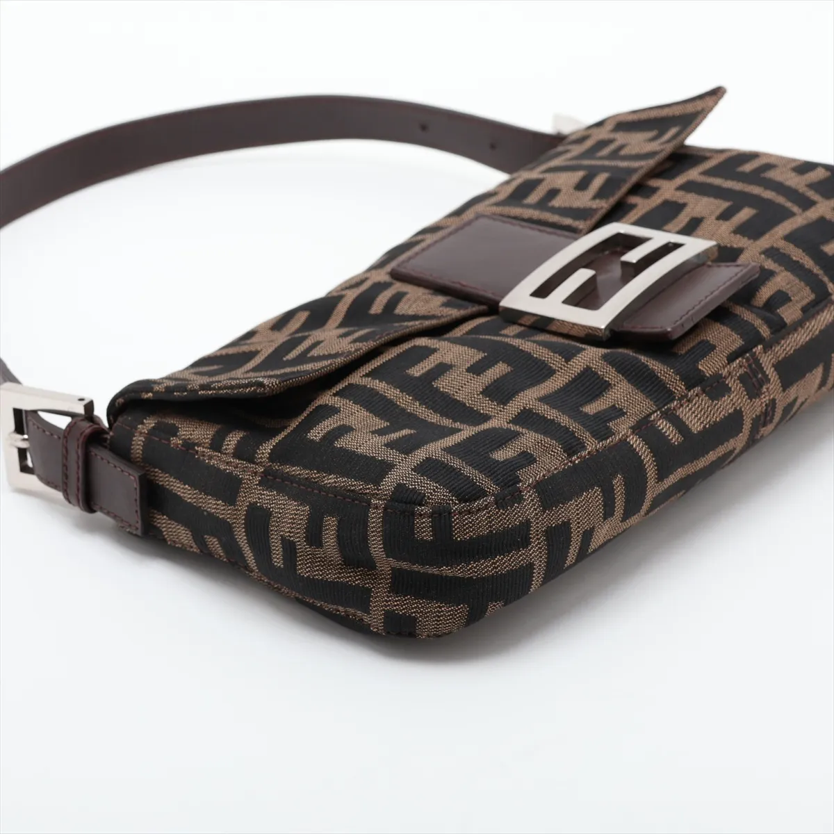 Zucca Mamma Bucket Canvas x Leather Shoulder Bag, Brown — view 4