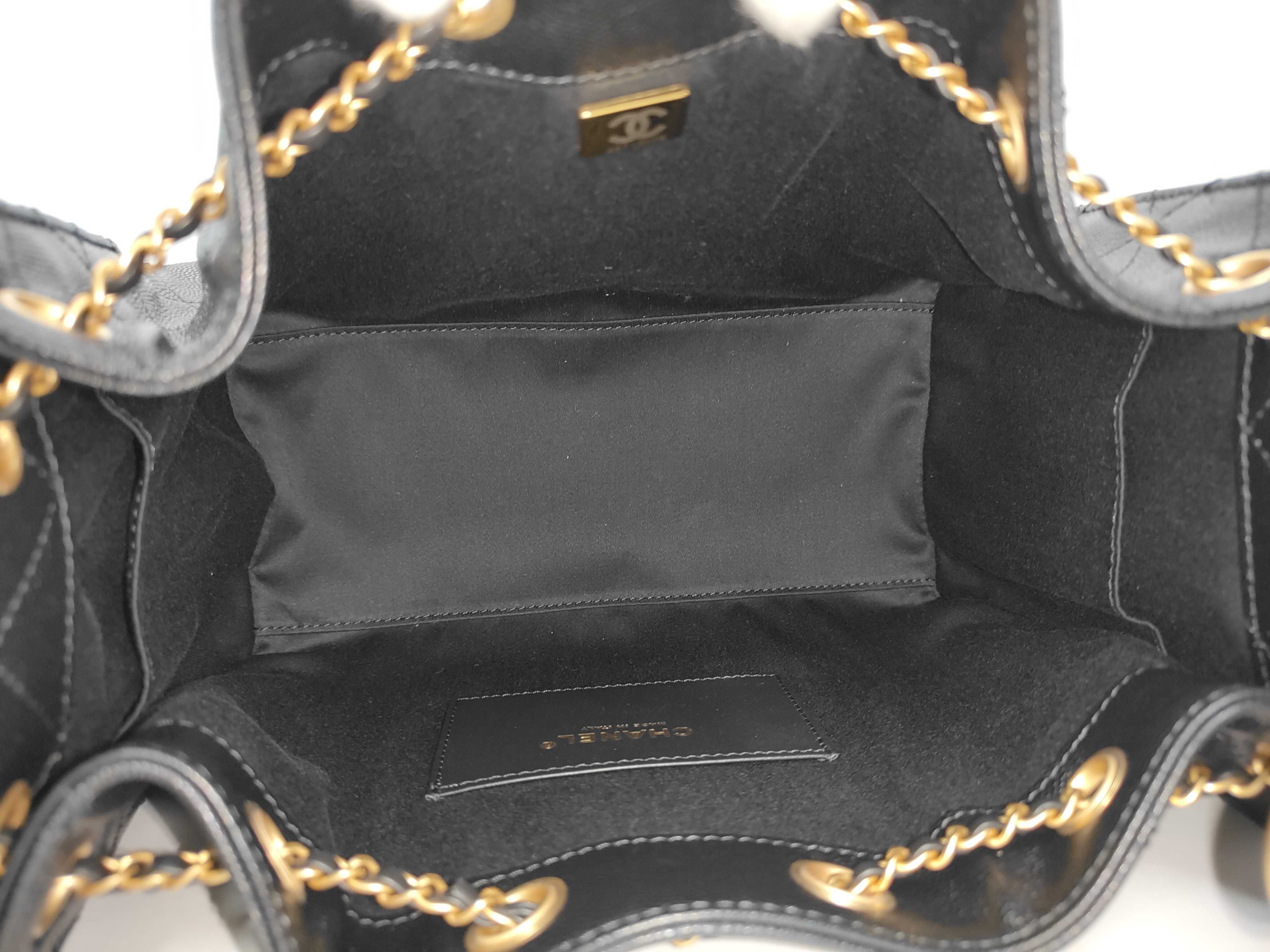 25 Small Caviar Leather Black Shoulder Bag with Serial Number Plate — view 5