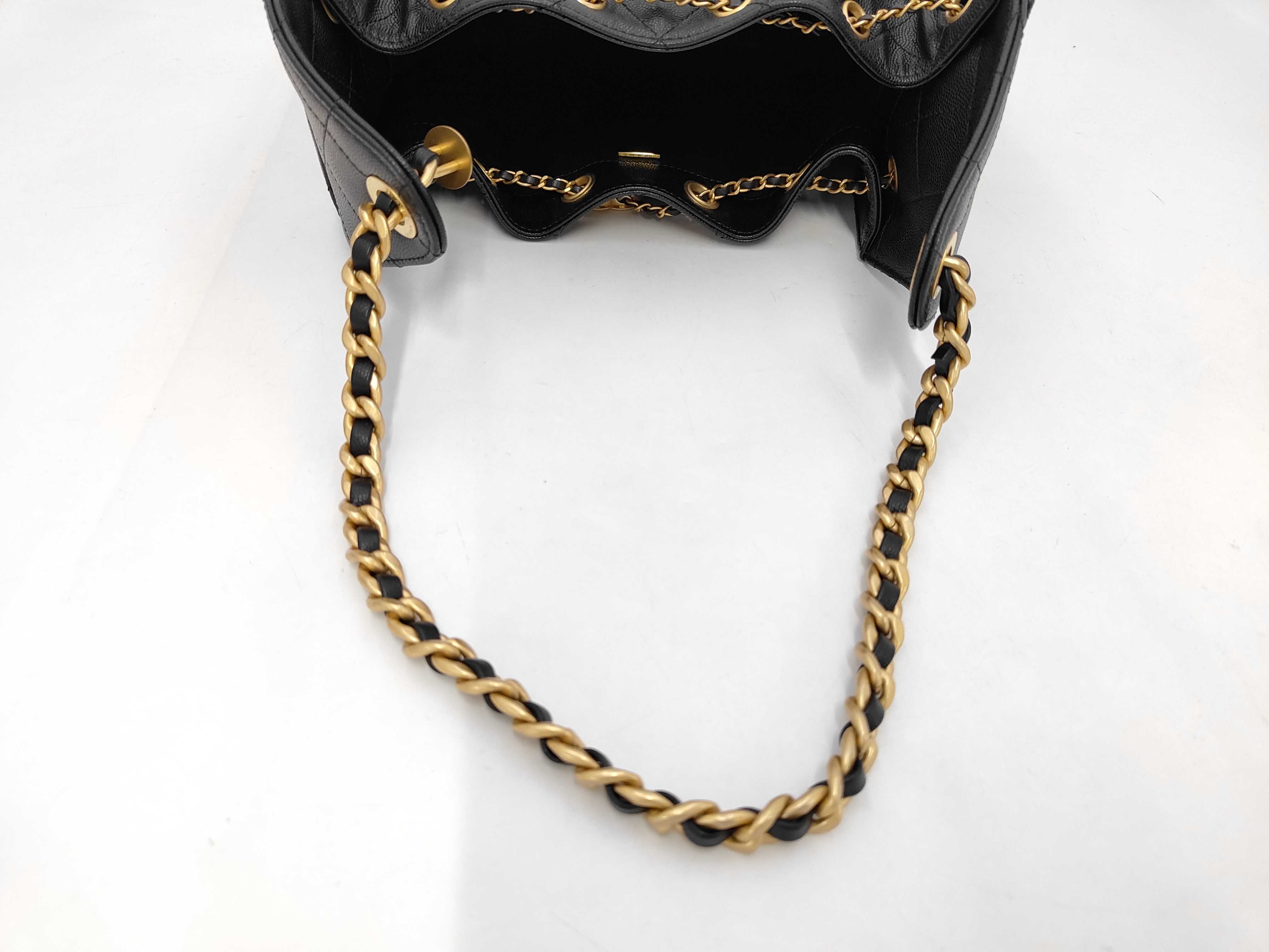 25 Small Caviar Leather Black Shoulder Bag with Serial Number Plate — view 8