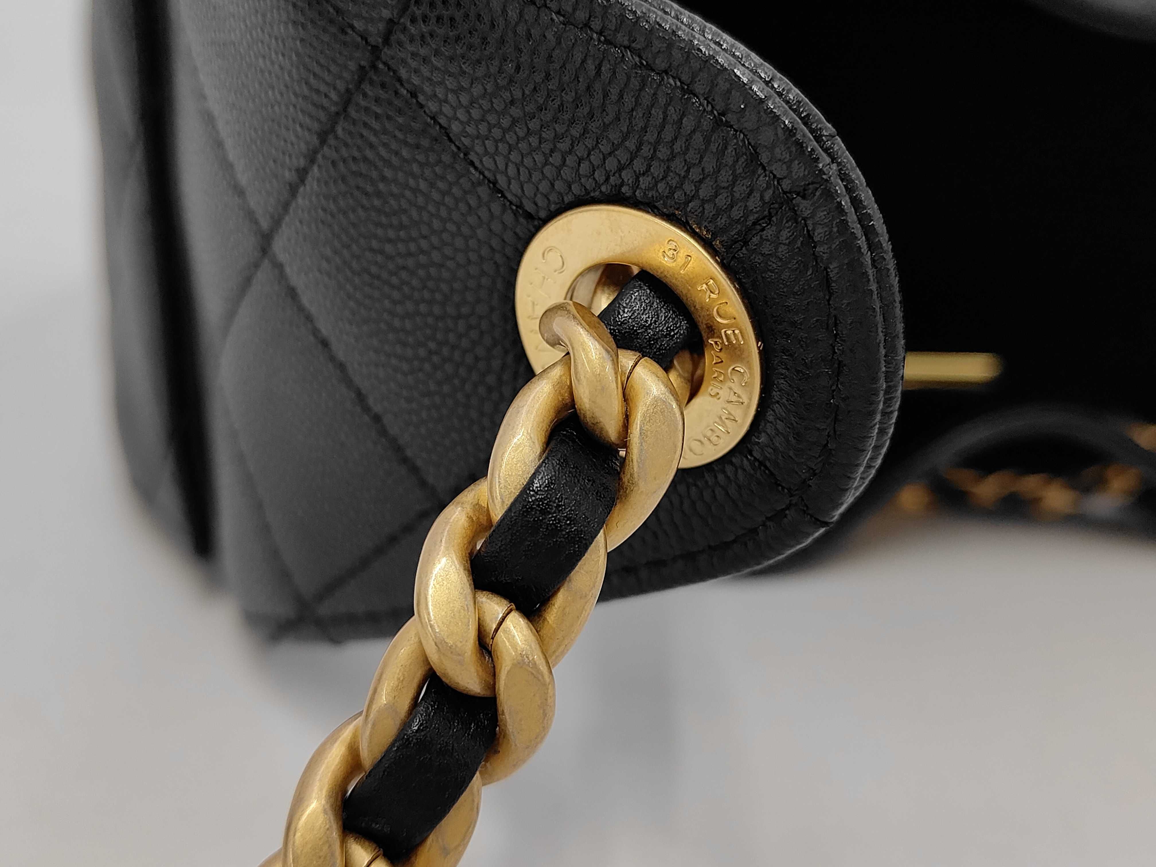 25 Small Caviar Leather Black Shoulder Bag with Serial Number Plate — view 10