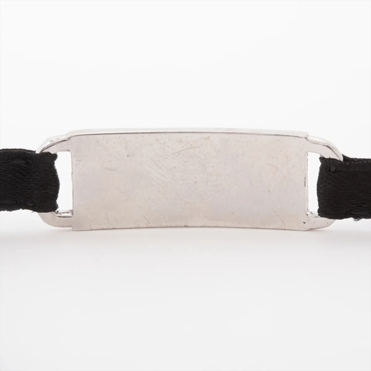 logo bracelet, metal, black and silver. Shows signs of wear, — view 3