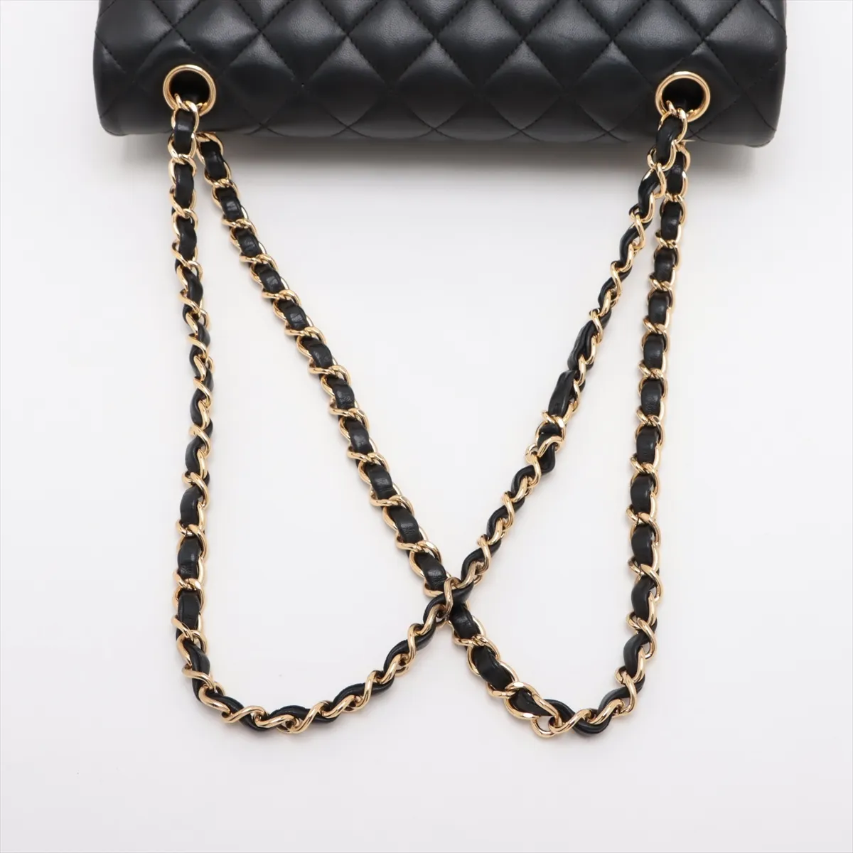 [Individually wrapped] Chanel Matelasse lambskin double flap double chain bag black gold hardware 23814459 23rd series A01112 — view 5