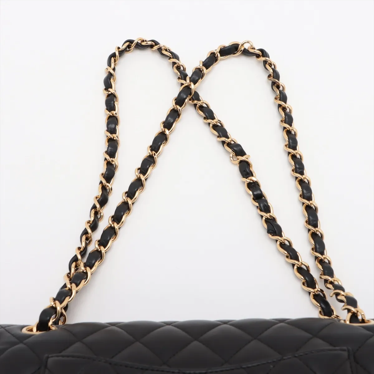 [Individually wrapped] Chanel Matelasse lambskin double flap double chain bag black gold hardware 23814459 23rd series A01112 — view 6