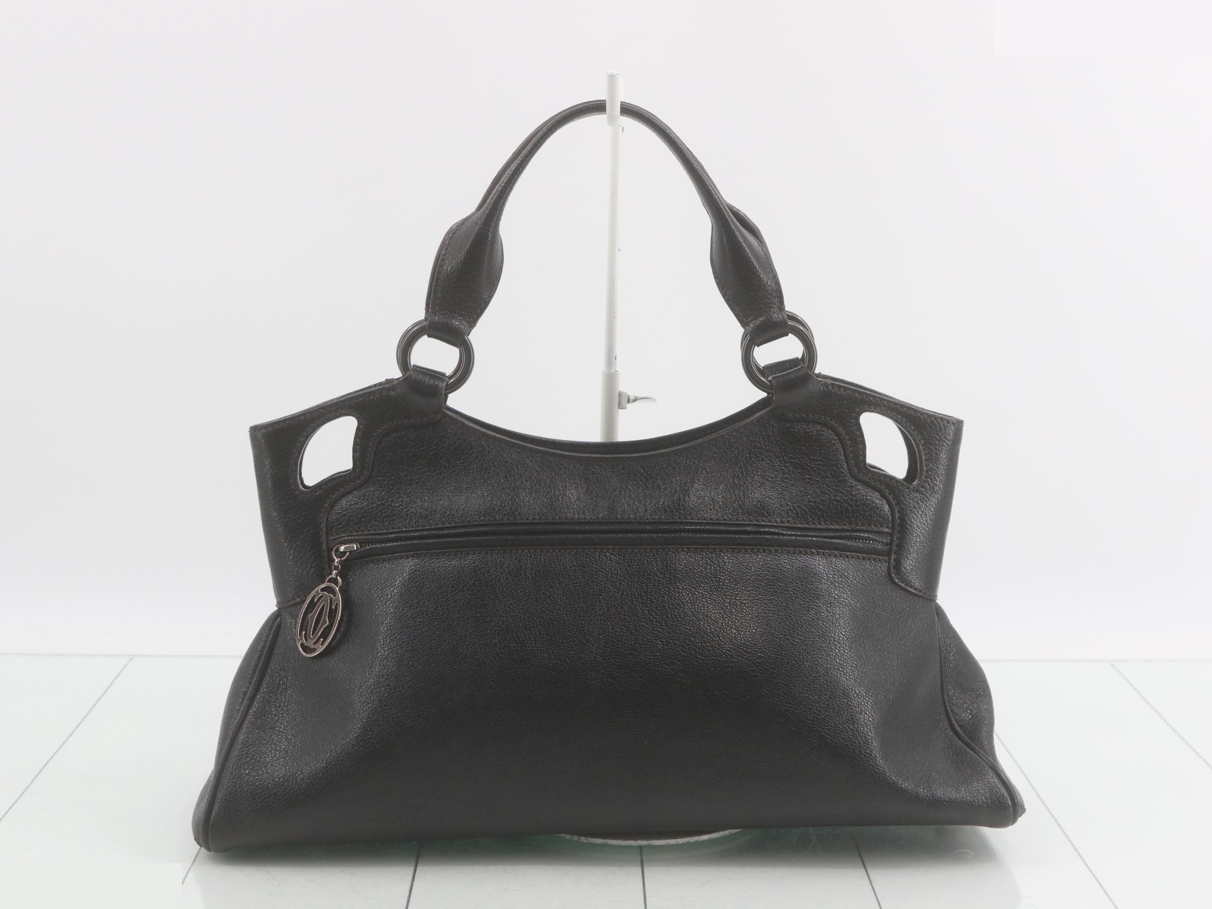 Marcello handbag, embossed, black, silver hardware, dust bag included, 36 x 18 x 12 cm — view 2