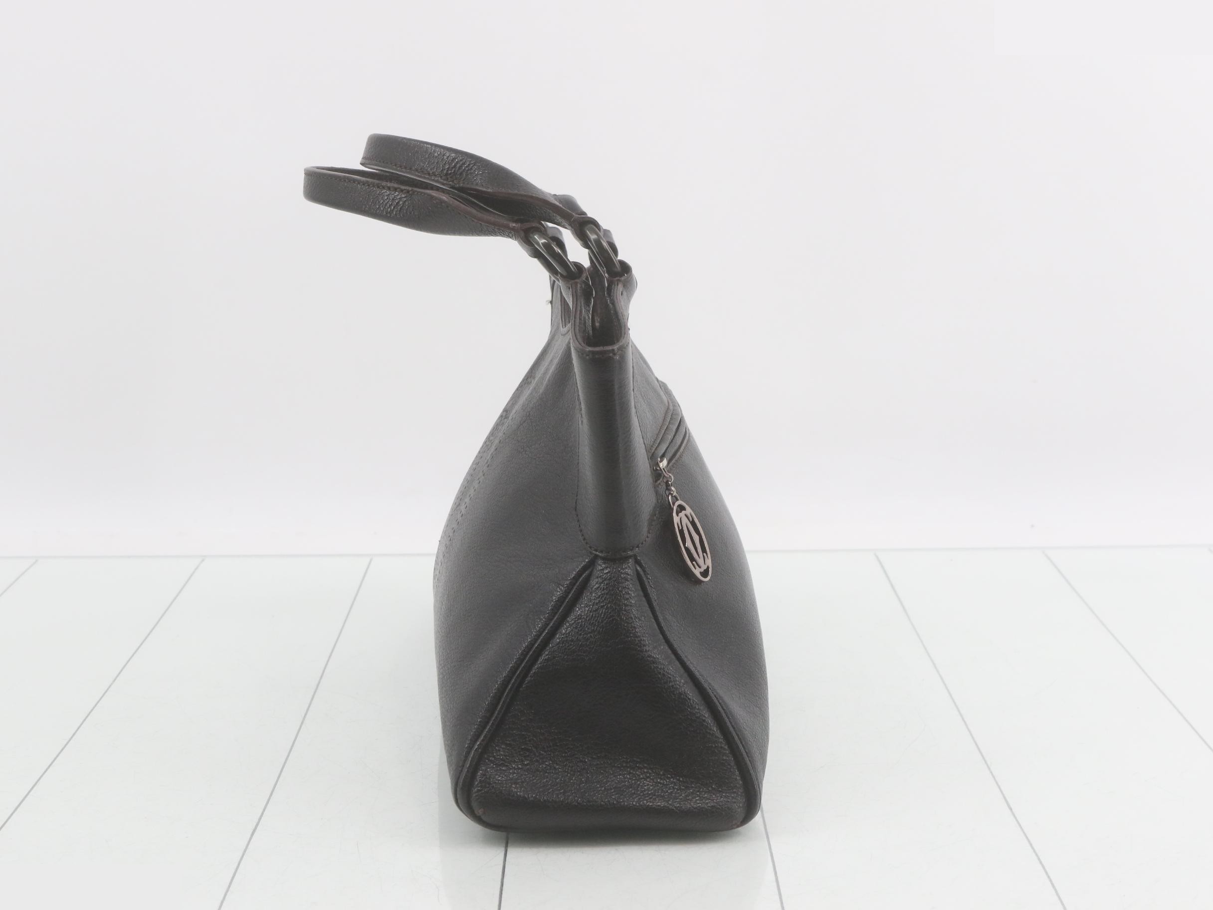 Marcello handbag, embossed, black, silver hardware, dust bag included, 36 x 18 x 12 cm — view 3