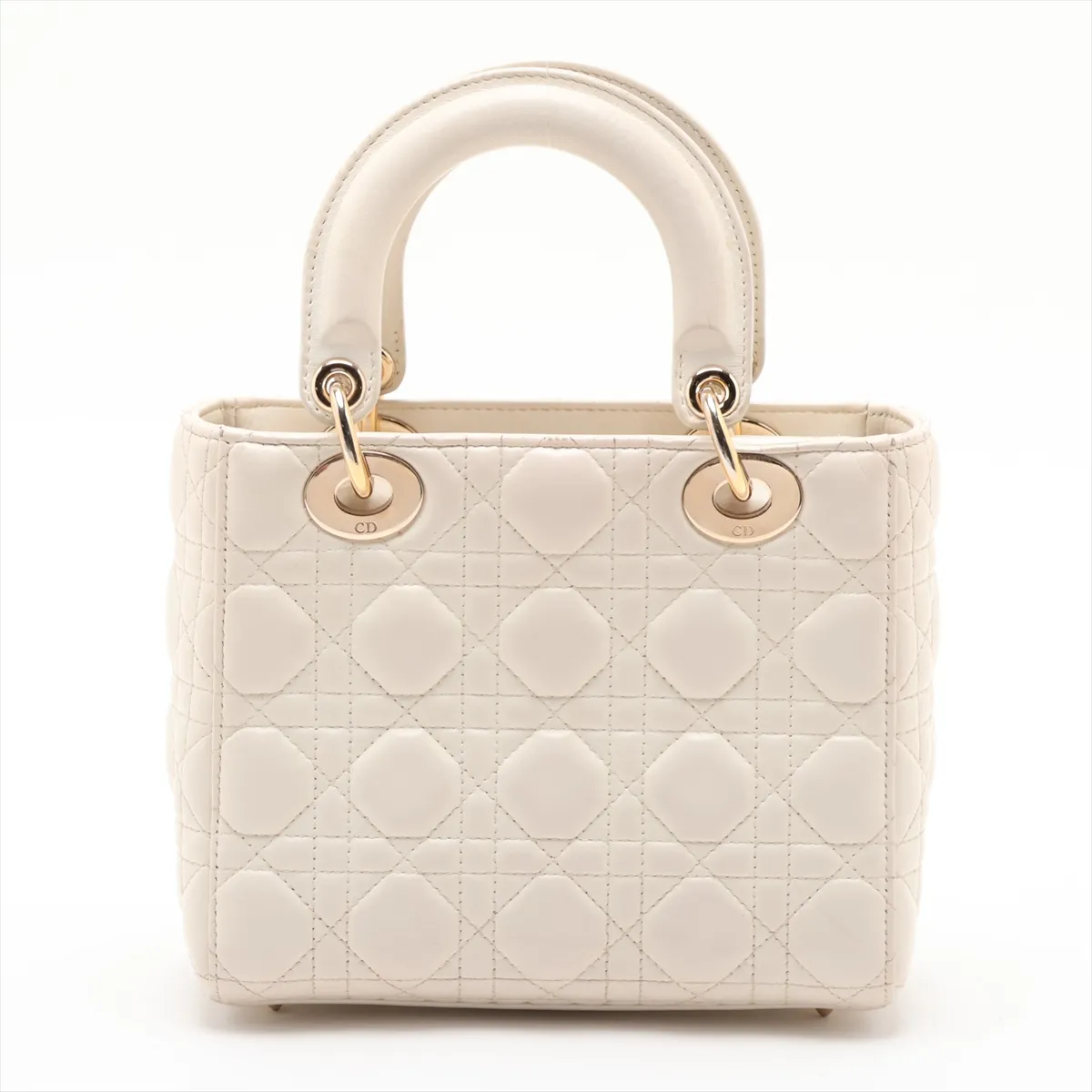 My Lady Dior Cannage Leather 2-Way Handbag White — view 2