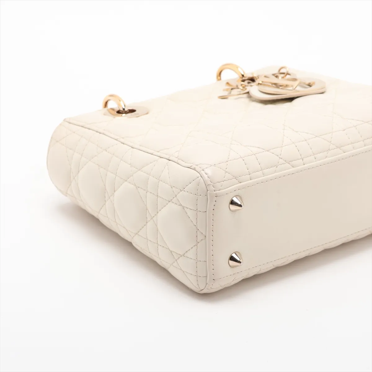 My Lady Dior Cannage Leather 2-Way Handbag White — view 4