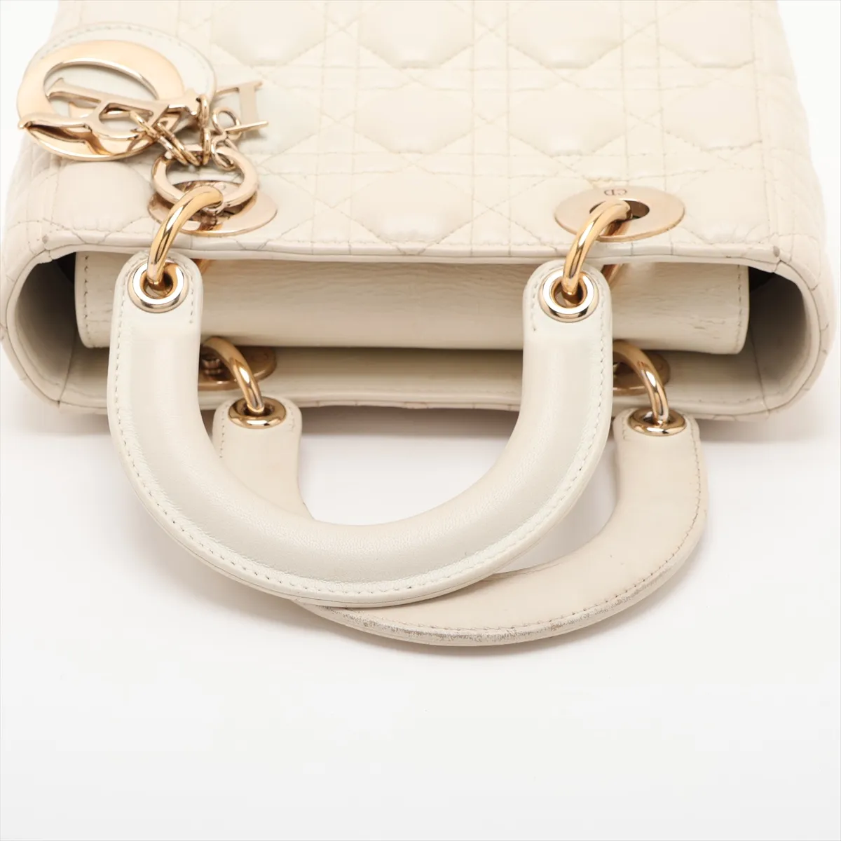 My Lady Dior Cannage Leather 2-Way Handbag White — view 5
