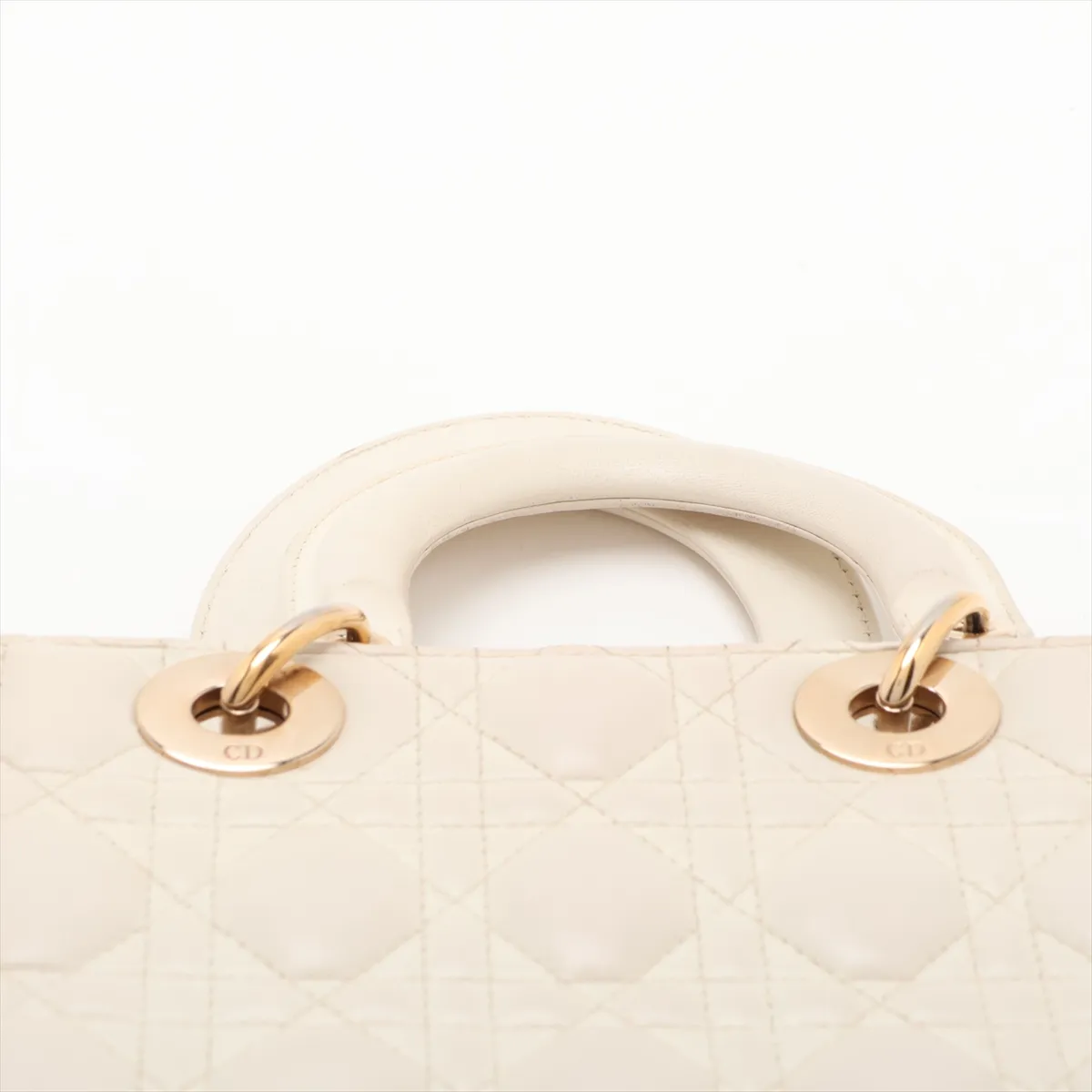 My Lady Dior Cannage Leather 2-Way Handbag White — view 6