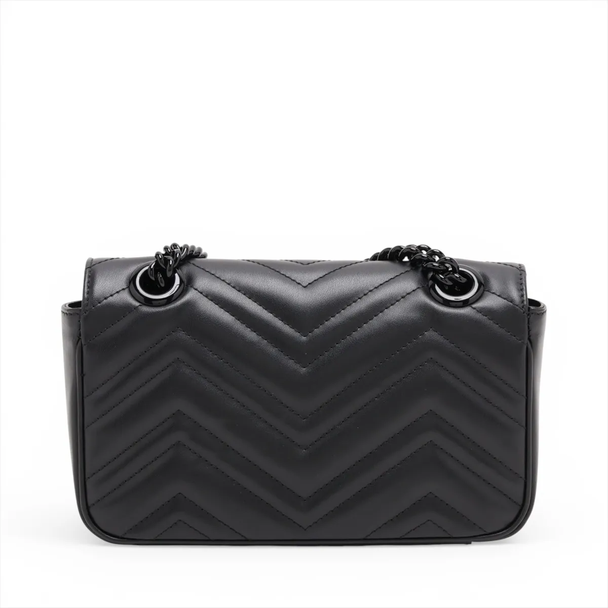 GG Marmont Leather Chain Shoulder Bag, Black, 446744 — view 2