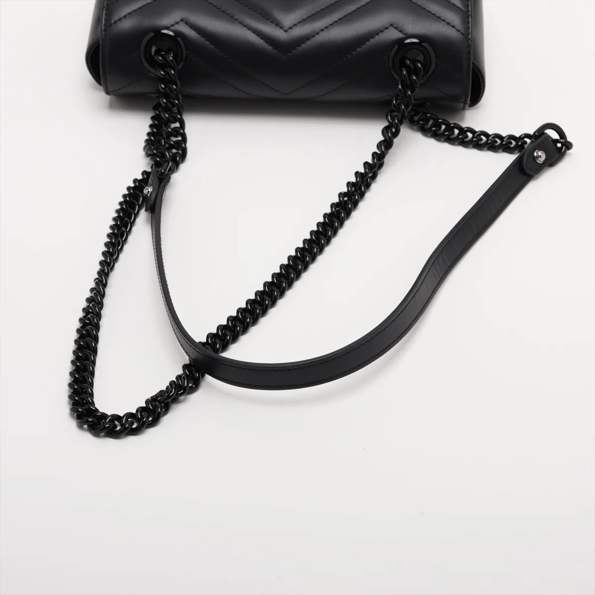 GG Marmont Leather Chain Shoulder Bag, Black, 446744 — view 5