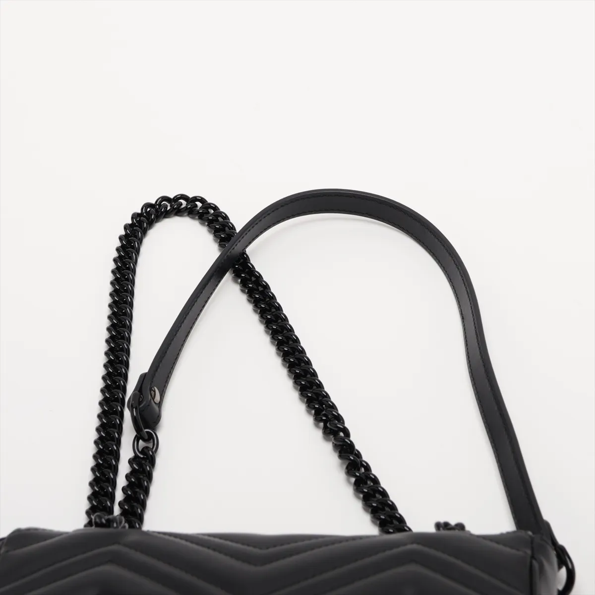 GG Marmont Leather Chain Shoulder Bag, Black, 446744 — view 6