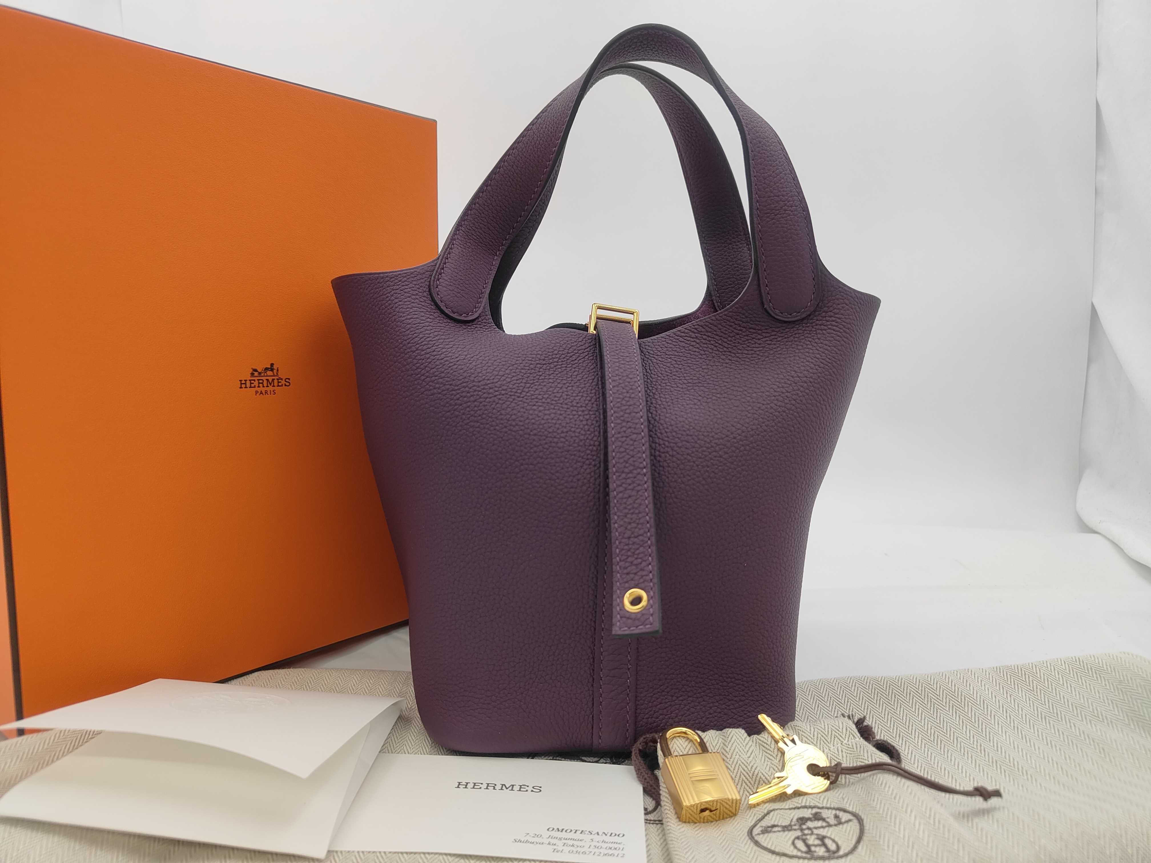 Picotin PM B stamp Taurillon Maurice Cassis Handbag