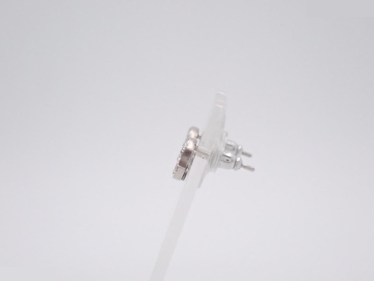 earrings, A14V, Coco Mark, rhinestone, silver, 1cm wide — view 3