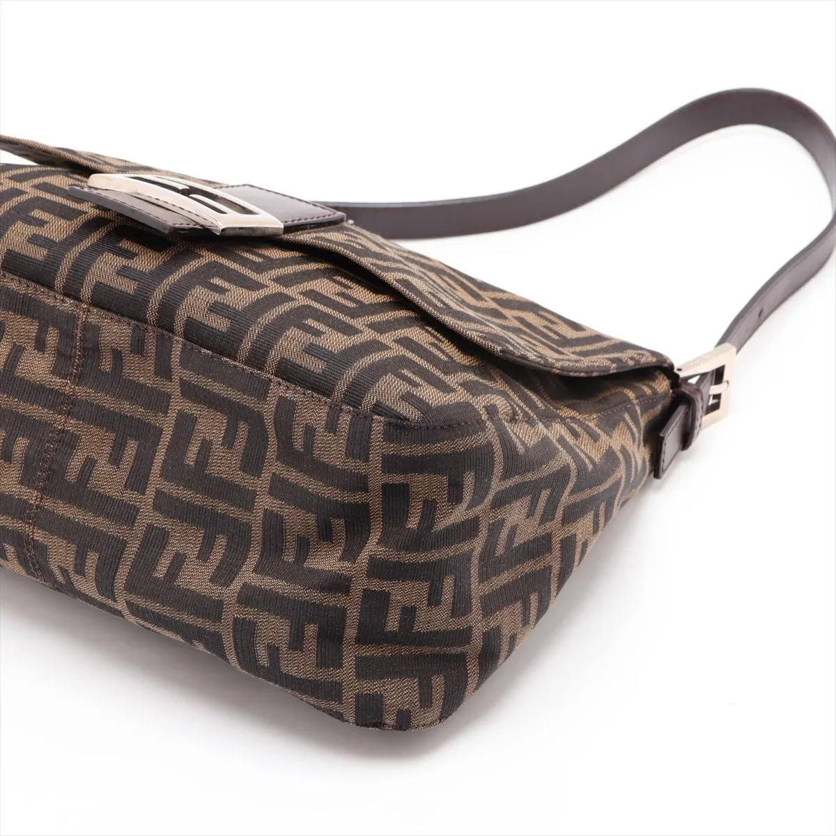 Zucca Mamma Bucket Canvas x Leather Shoulder Bag, Brown — view 3