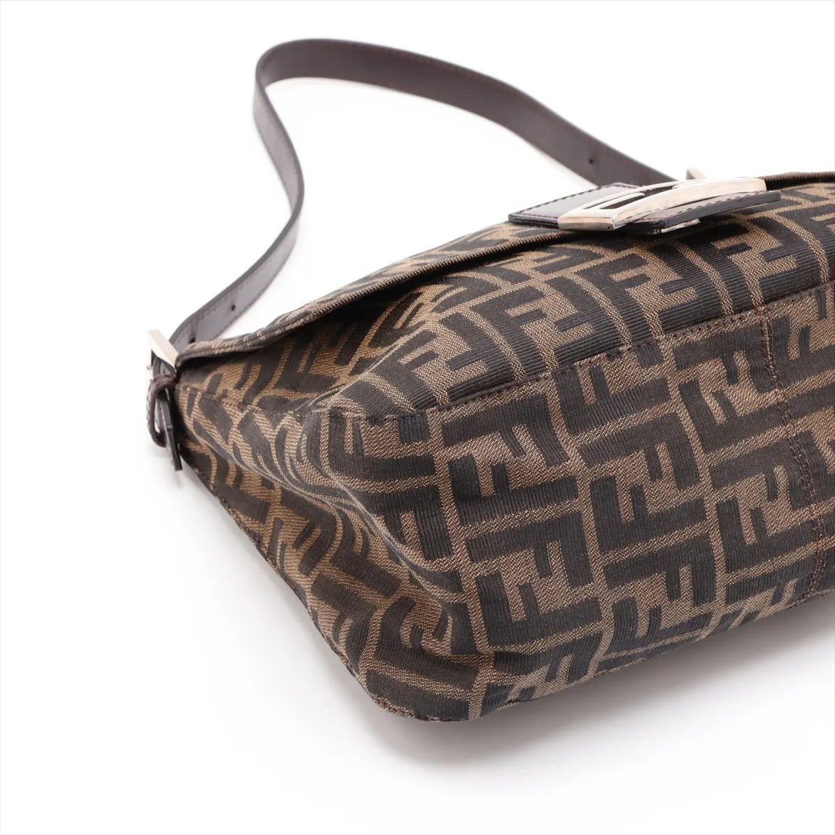 Zucca Mamma Bucket Canvas x Leather Shoulder Bag, Brown — view 4
