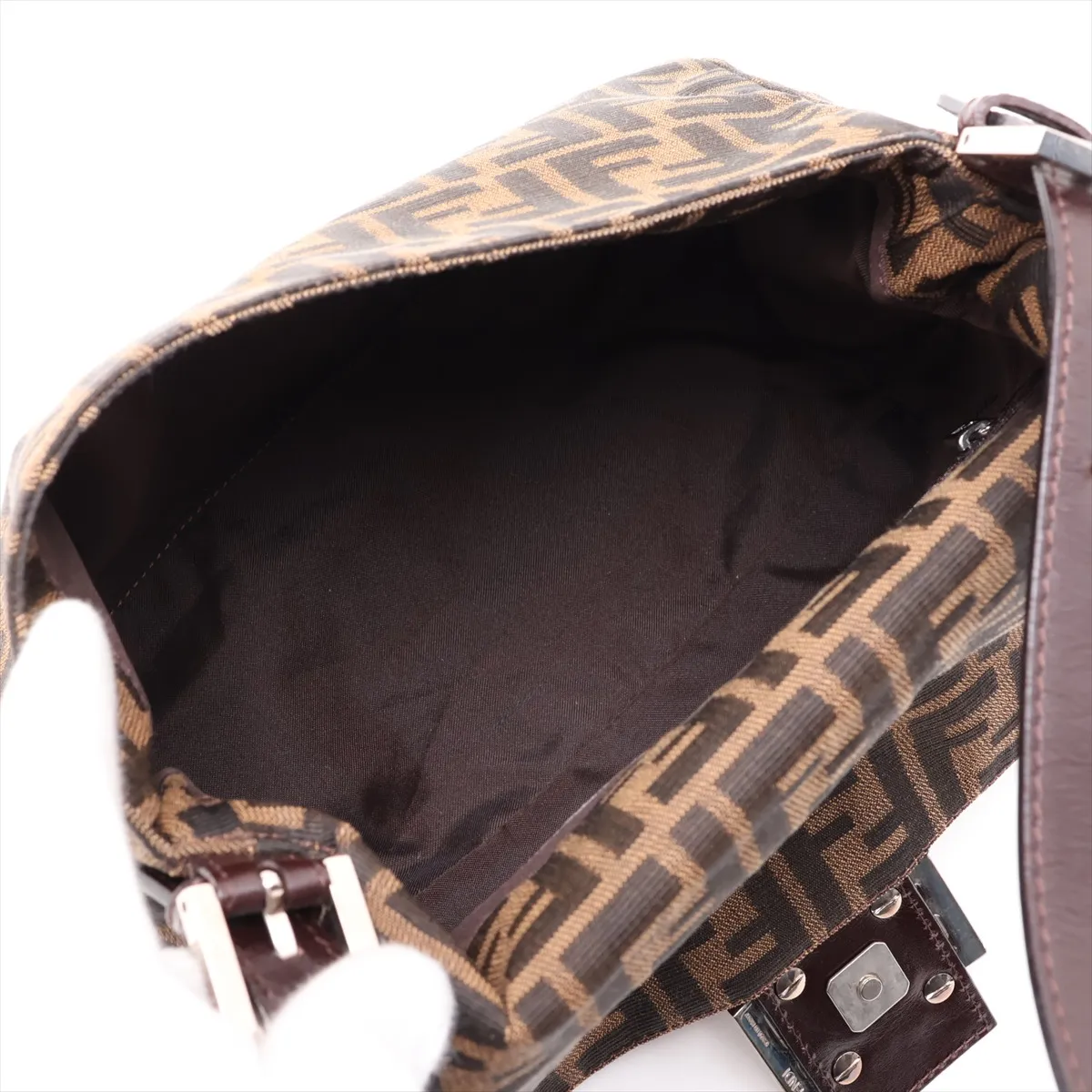Zucca Mamma Bucket Canvas x Leather Shoulder Bag, Brown — view 7