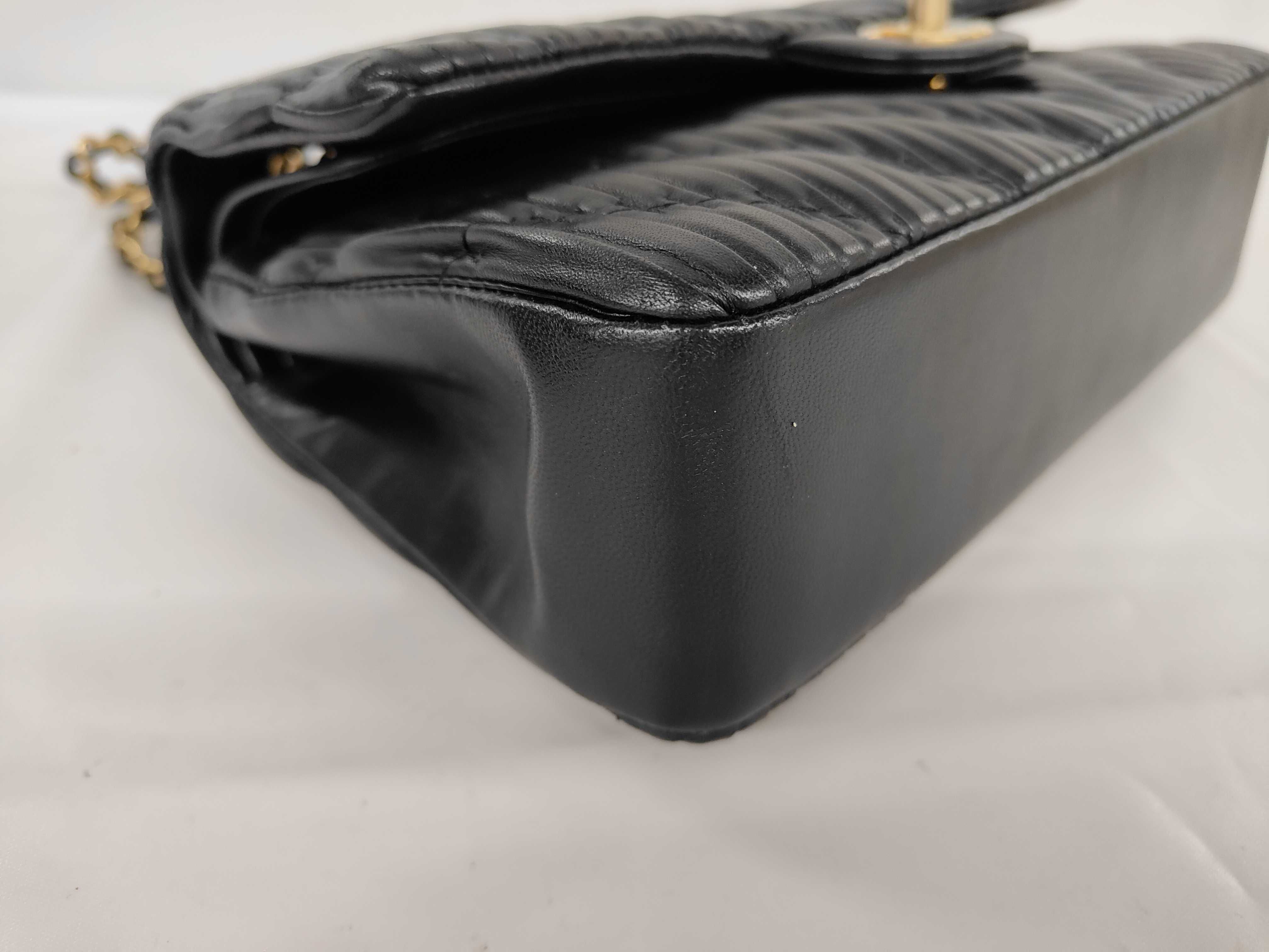 Pleated Matelassé Chain Shoulder Bag, Black Lambskin, Gold Hardware. — view 7