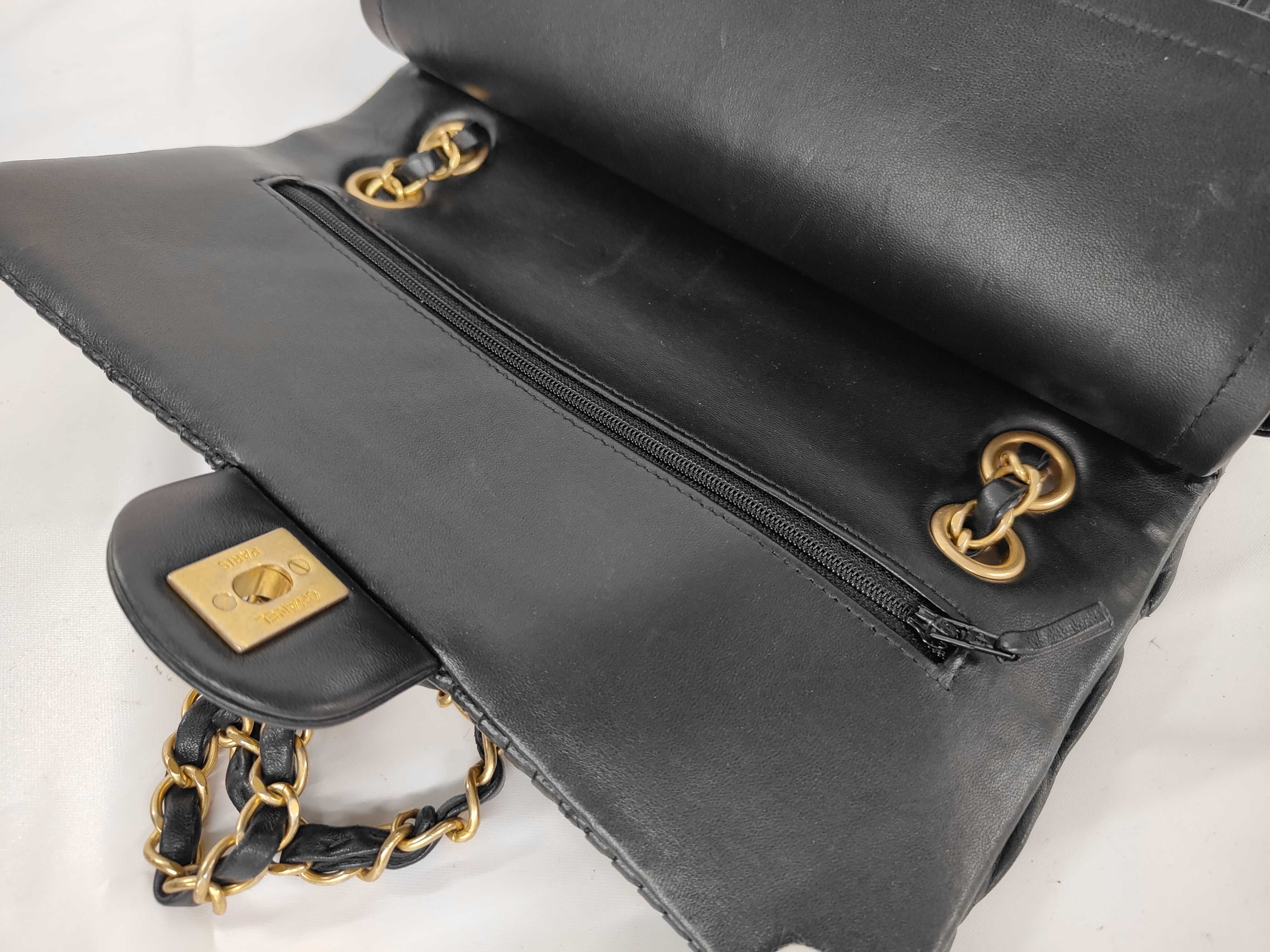 Pleated Matelassé Chain Shoulder Bag, Black Lambskin, Gold Hardware. — view 9