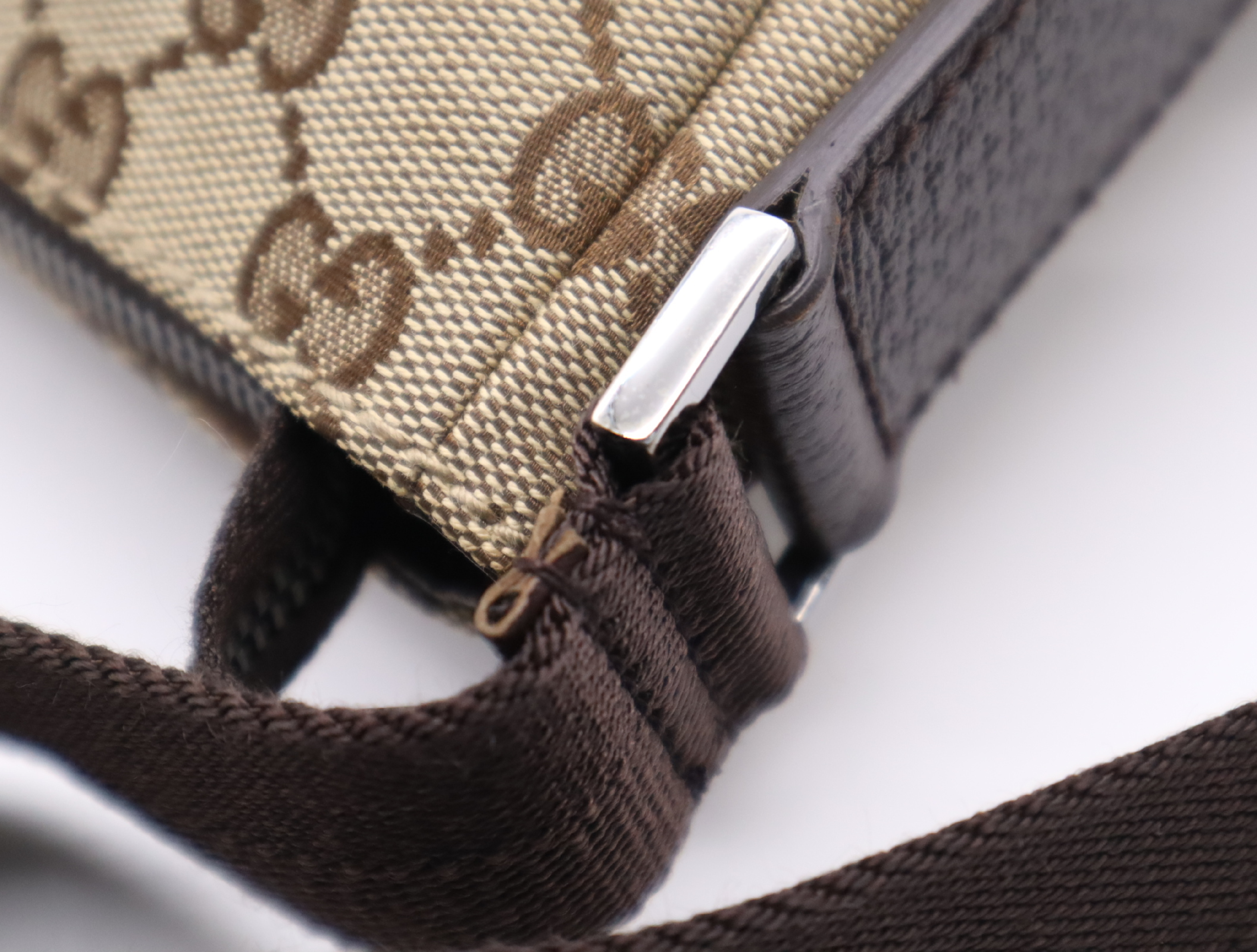 114273 GG Canvas Shoulder Bag, Beige/Brown, Silver Hardware — view 9
